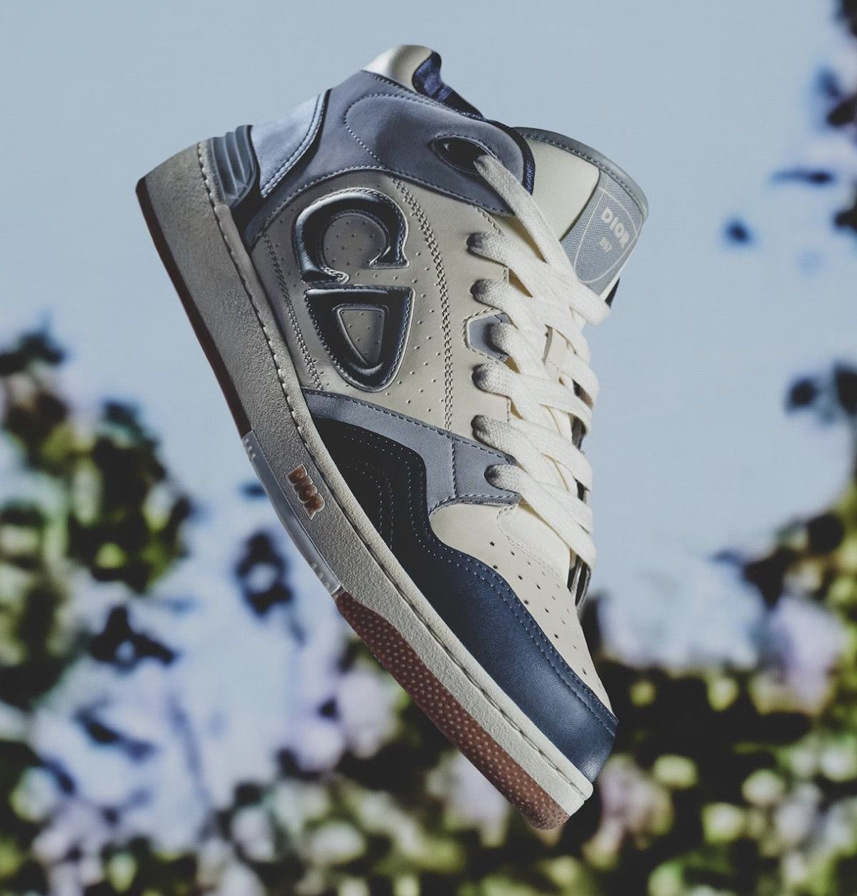 Dior B57 Blue Cream Mid Top Sneakers