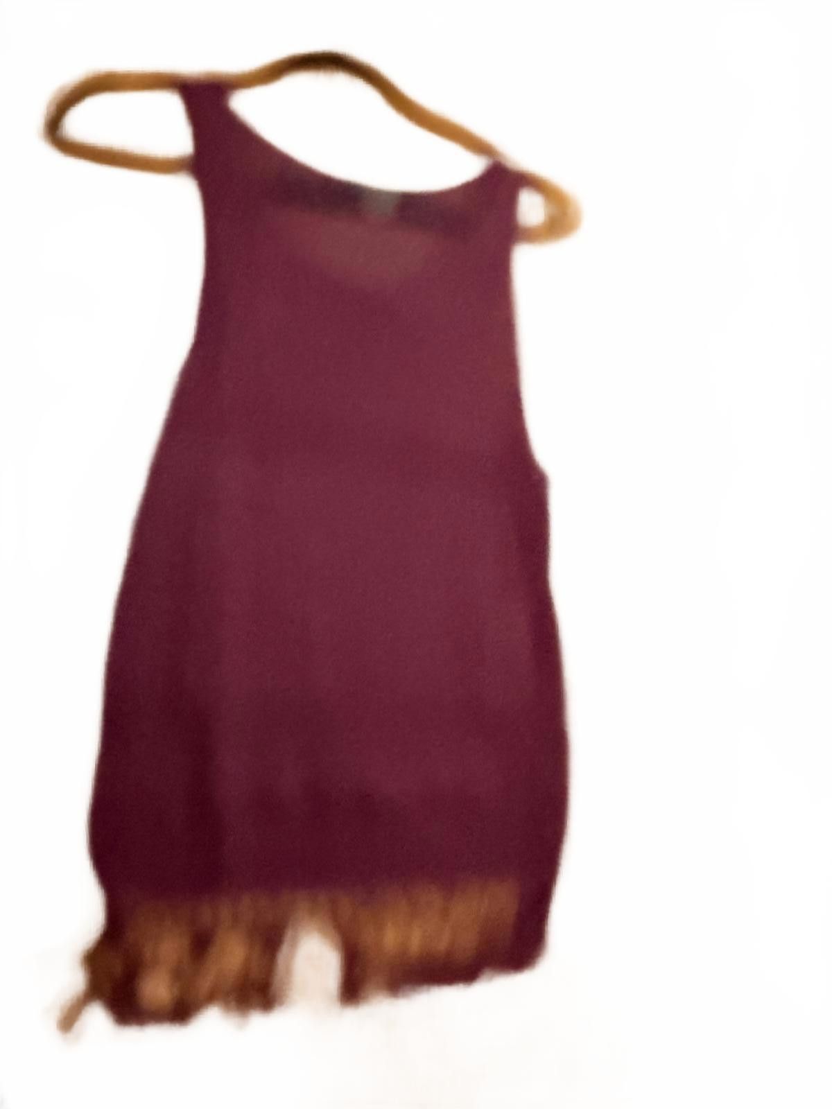 Other White House Black Market Burgundy Knit Top with Fringe Med Size M / US 6-8 / IT 42-44 - 3 Thumbnail