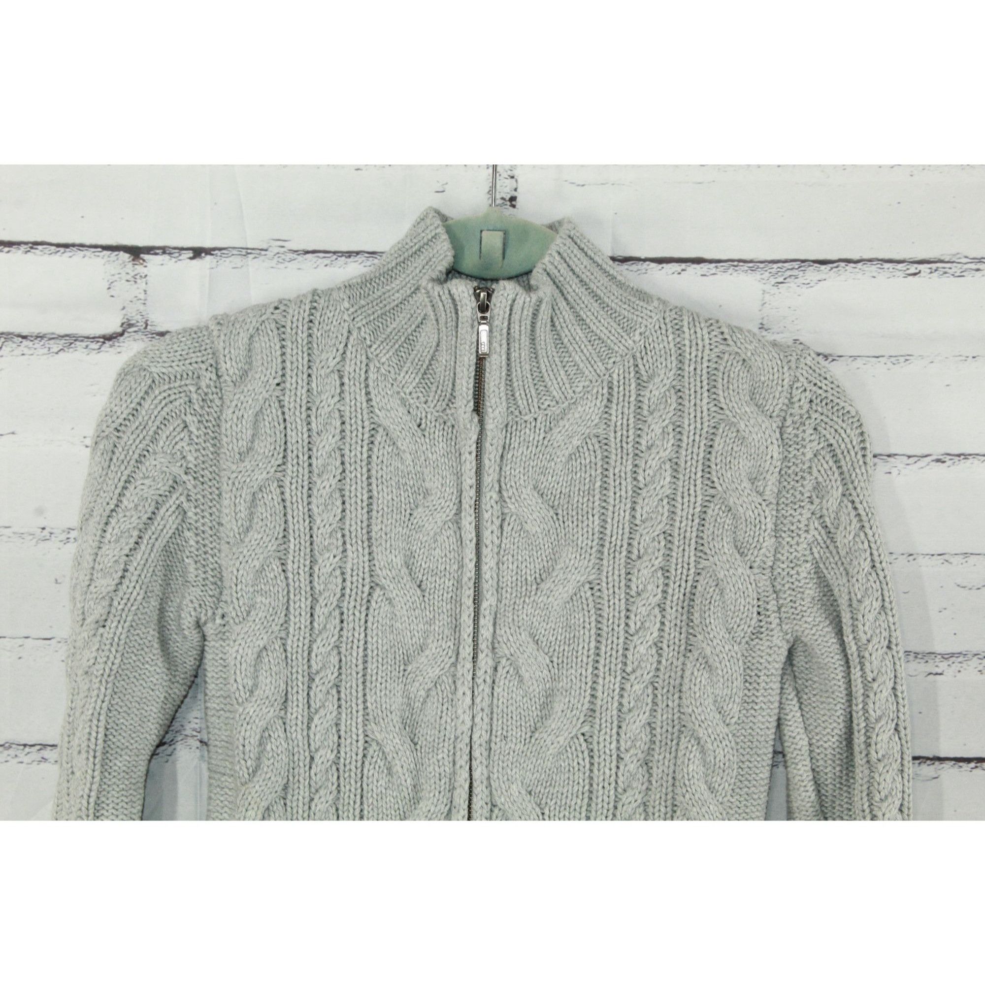 L.L. Bean LL Bean Womens Double L Cable Sweater Zip Cardigan Preppy Ou Size XS / US 0-2 / IT 36-38 - 2 Thumbnail