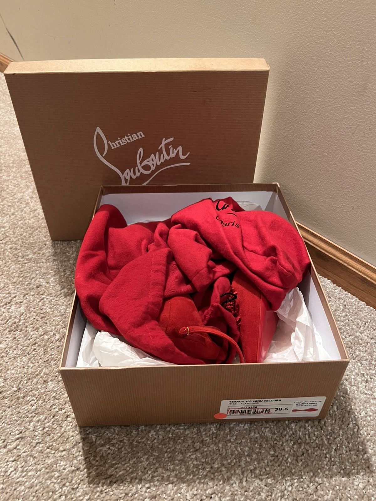 Christian Louboutin CHRISTIAN LOUBOUTIN Tsarou 100 red suede pom pom Size US 8.5 / IT 38.5 - 6 Thumbnail