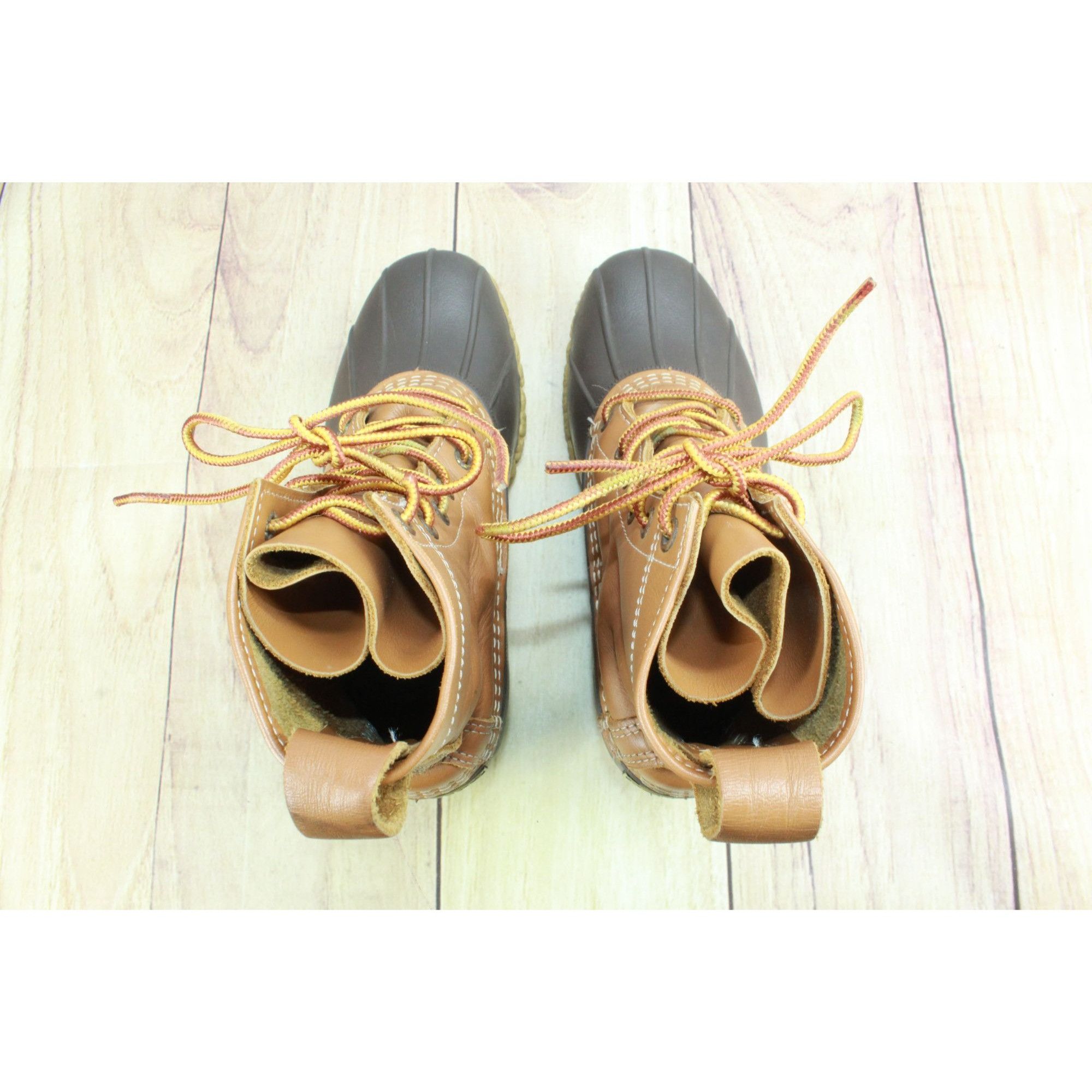 L.L. Bean LL Bean Brown Leather 8" Lace Up Duck Boots Size US 7 / IT 37 - 7 Thumbnail