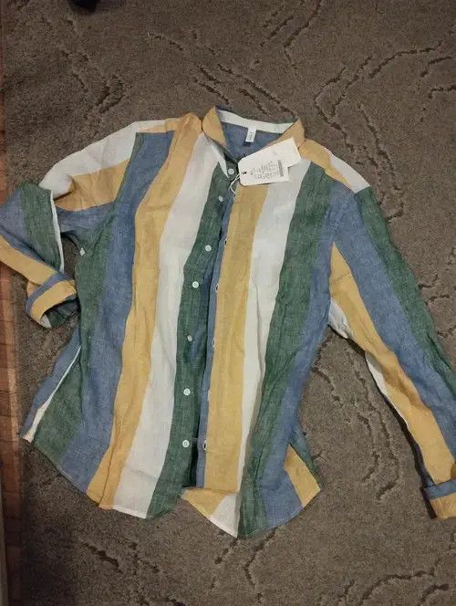 Other Striped Linen Long Sleeve Shirts for Men Size US M / EU 48-50 / 2 - 4 Thumbnail