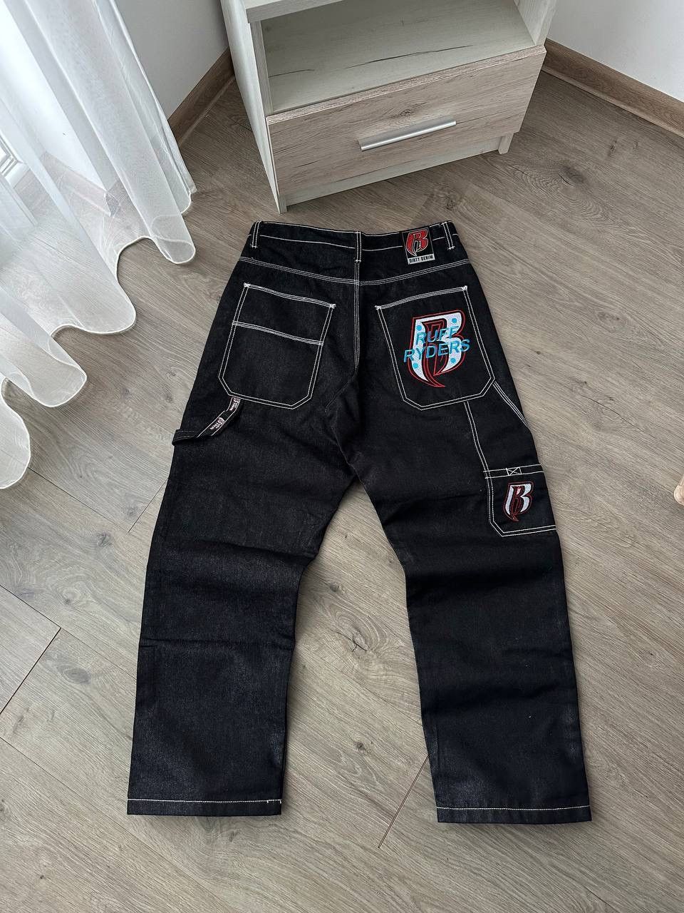 Japanese Brand × Vintage Vintage Japanese Ruff Ryders Baggy Black Pants Size US 34 / EU 50 - 6 Thumbnail