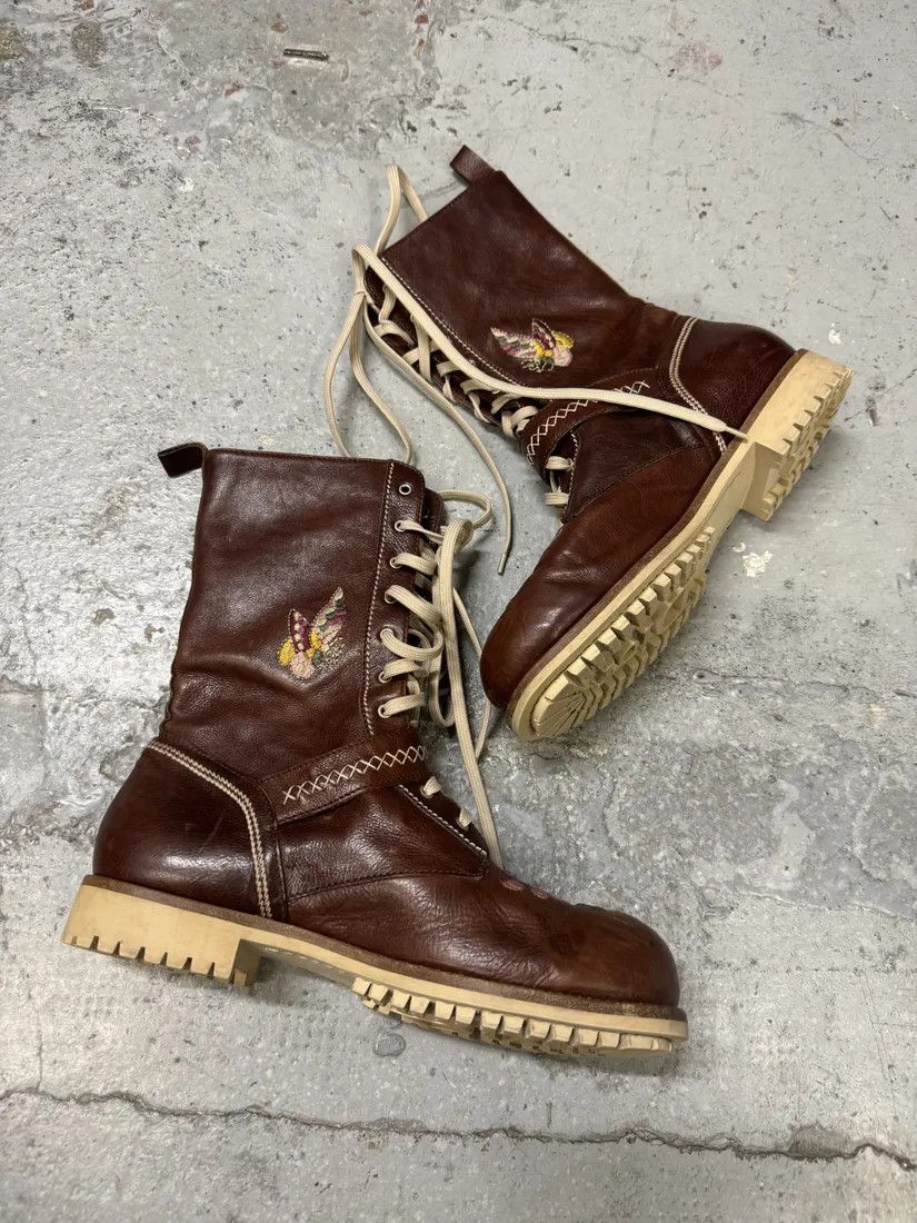 Designer × Dior × Vintage AW2005 Dior Brown Flowers Embroideries Ankle Boots by John Galliano Size US 9 / IT 39 - 5 Thumbnail