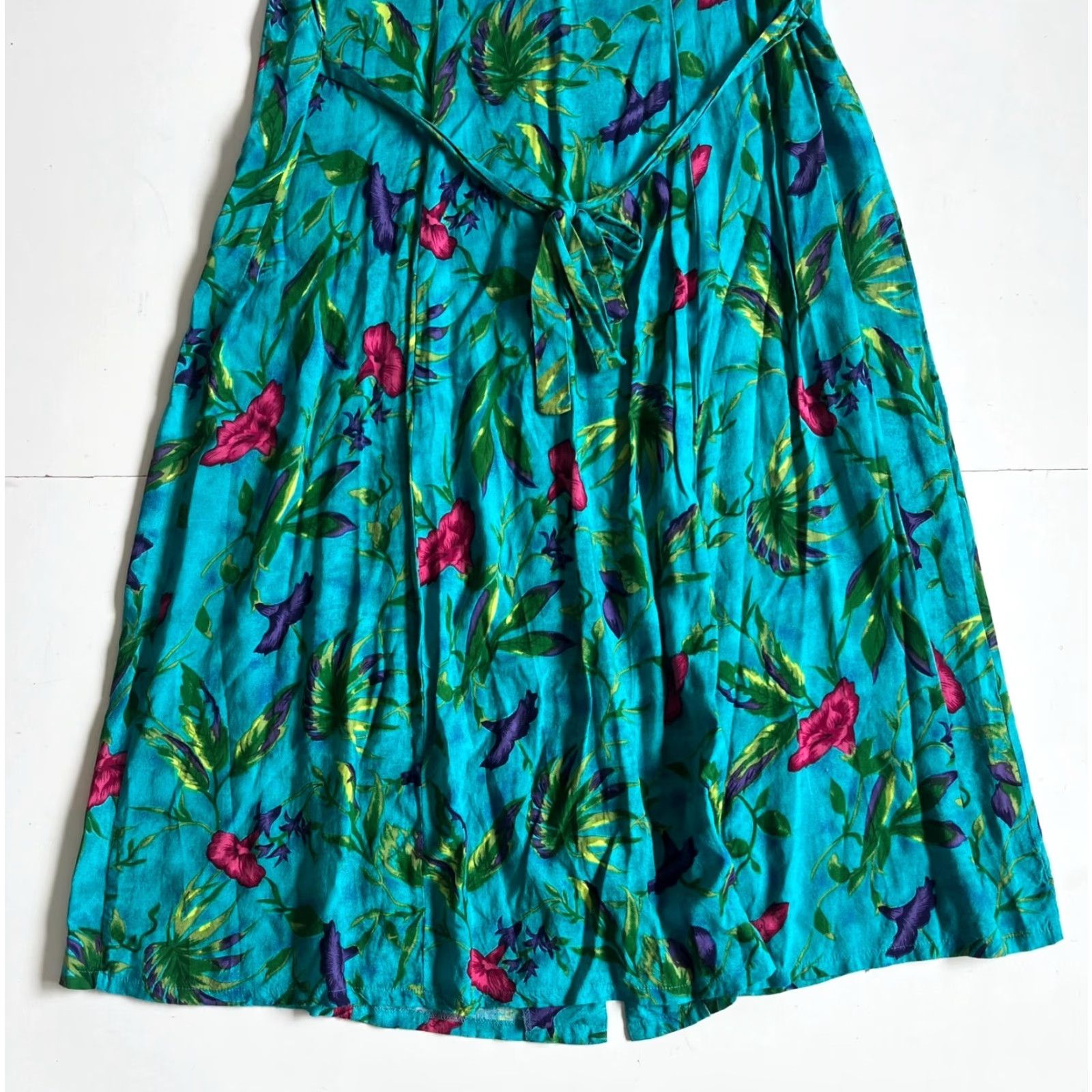 Vintage VINTAGE Donna Ricco Maxi Dress Cap Sleeve Floral Button Shirt Dress Blue 18 Size XXL / US 16-18 / IT 52-54 - 7 Thumbnail