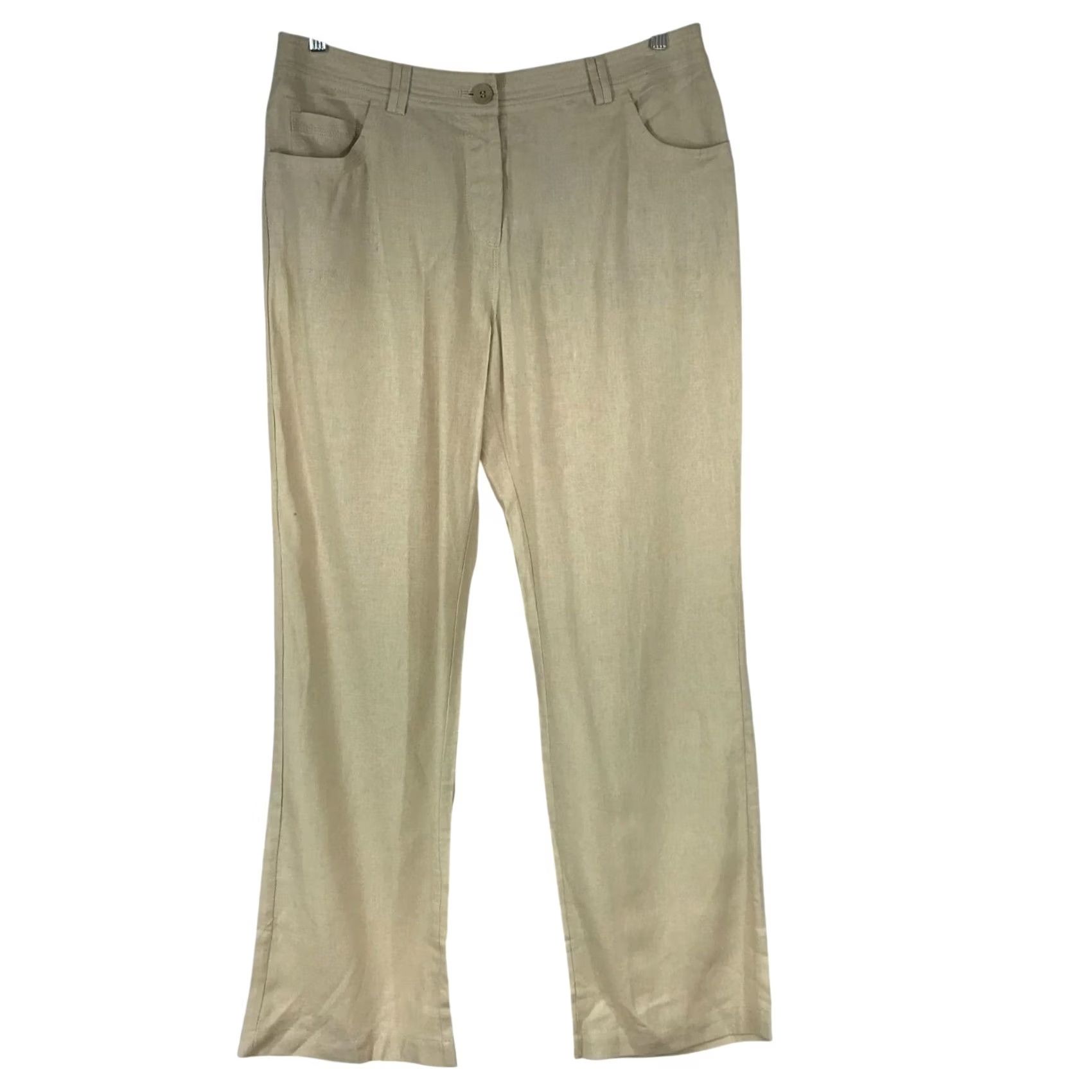 Vintage ELLEN ORTON - WOMEN'S LARGE - BEIGE LINEN BLEND PANTS - Men’s L? Size 36" / US 14 / IT 50 - 2 Thumbnail