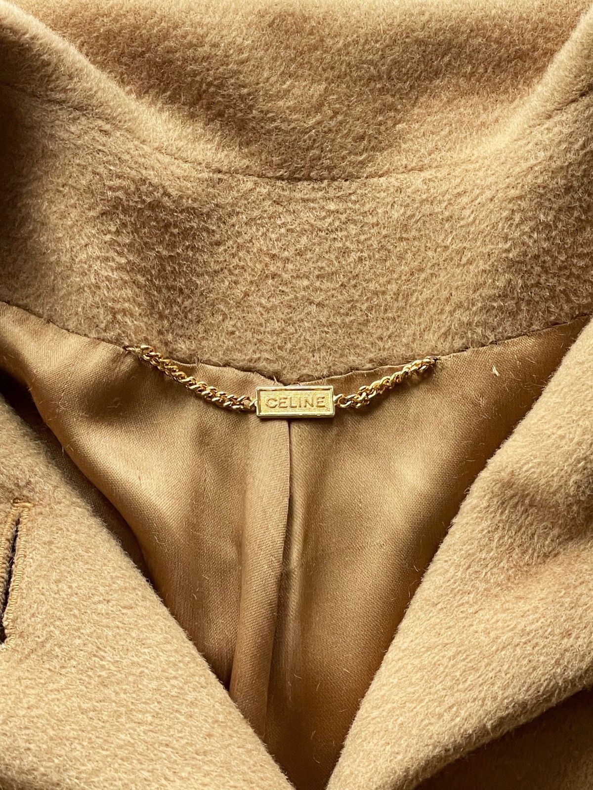 Celine Vintage Celine Paris Camel Wool Coat Single Breasted Iconic Size XL / US 12-14 / IT 48-50 - 13 Thumbnail
