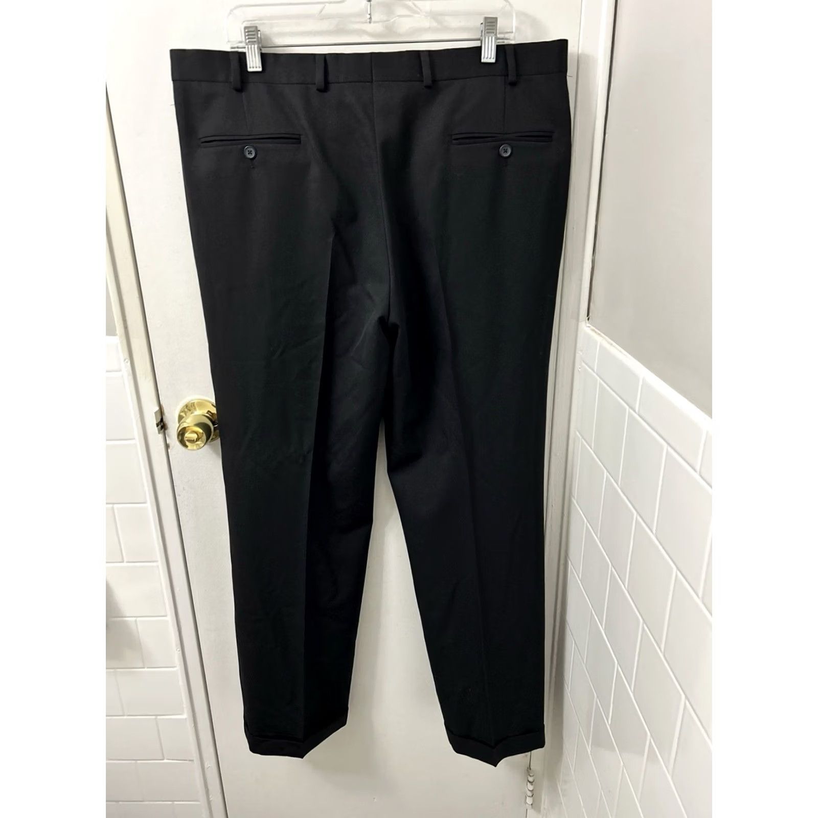 Brooks Brothers Brooks Brothers Madison Fit Pants Mens 40x31 Black 100% Wool Pleated Cuffed Zipper Zip Button Front Dress Pants Size US 40 / EU 56 - 7 Thumbnail