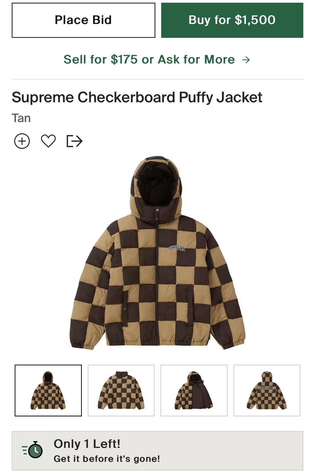 Supreme checkerboard hot sale puffy jacket