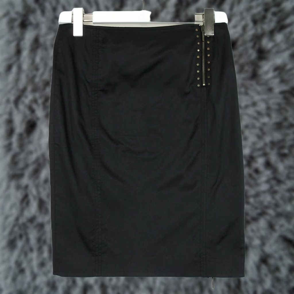 MAX&Co. MAX & CO Trends Skirt Midi Women Medium Black Rivets Zips Side Split Pencil Fashion Size 32" / US 10 / IT 46 - 1 Thumbnail