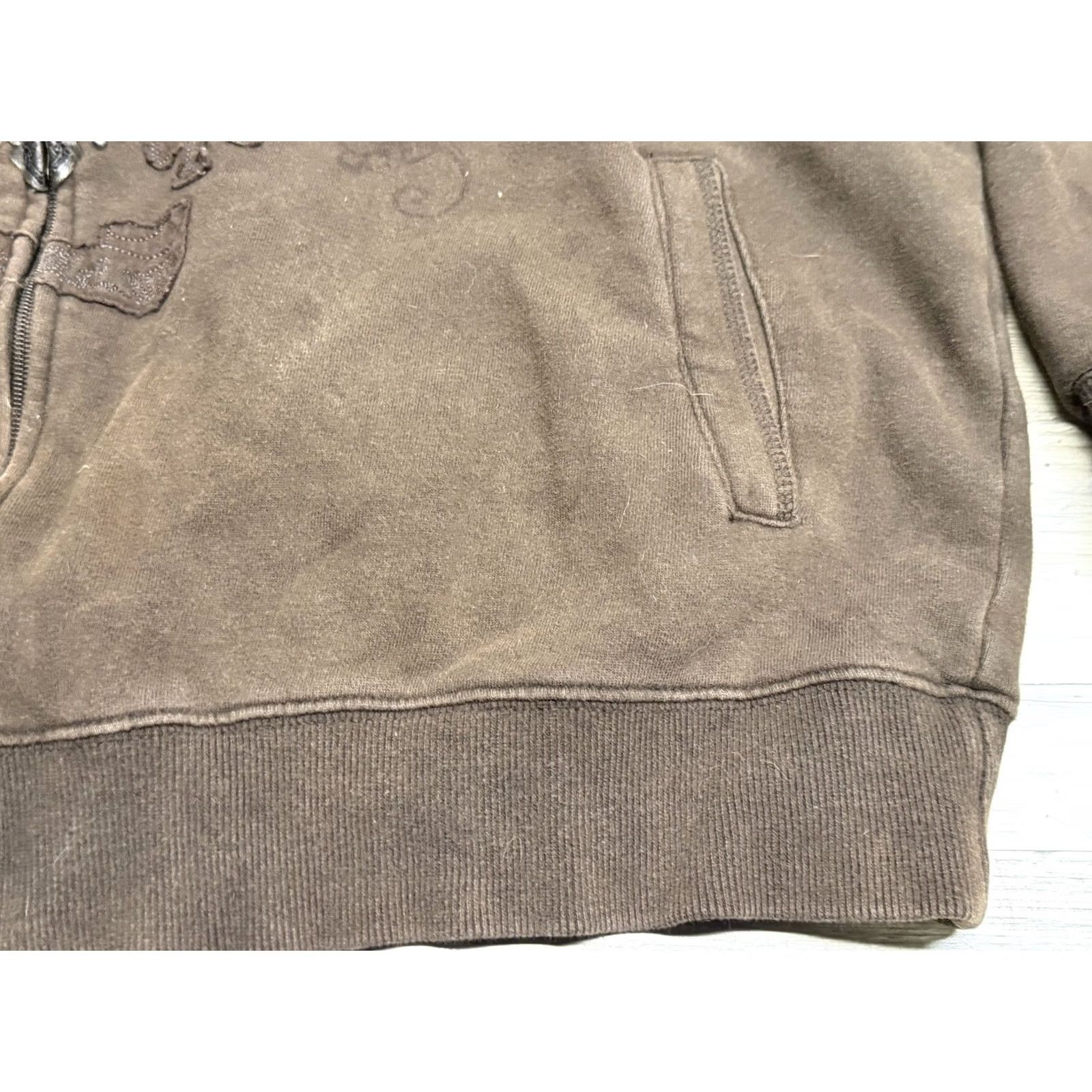 Avirex Vintage Avirex Zip Up Hoodie Embroidered Cross Studded Mens XL Brown Hooded Full Zip Jacket Size US XL / EU 56 / 4 - 7 Thumbnail