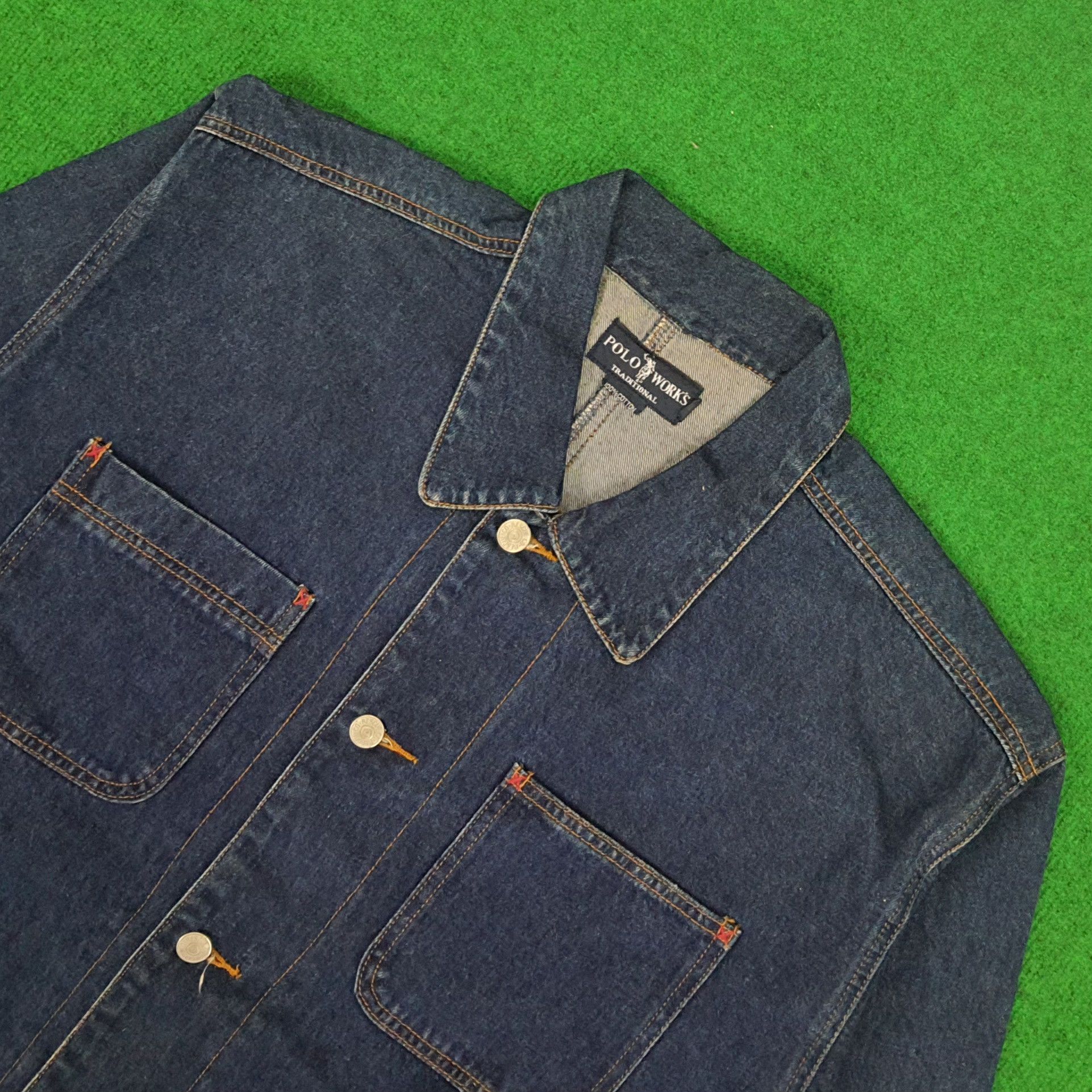 Vintage Vintage Polo Works Denim Jeans Jacket Size US L / EU 52-54 / 3 - 2 Thumbnail