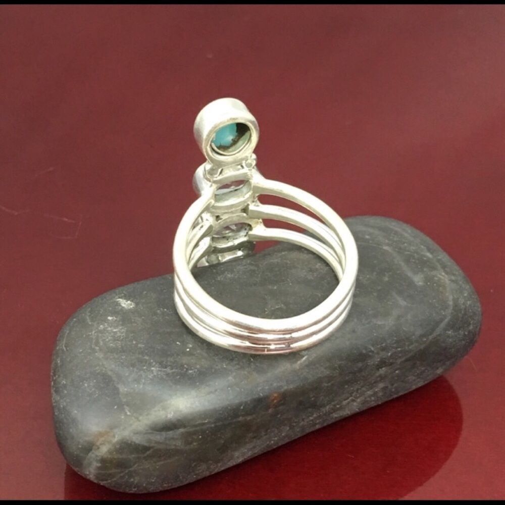 The Unbranded Brand Green Peruvian Amazonite Blue Topaz Ring Size 6.5 Size ONE SIZE - 5 Thumbnail
