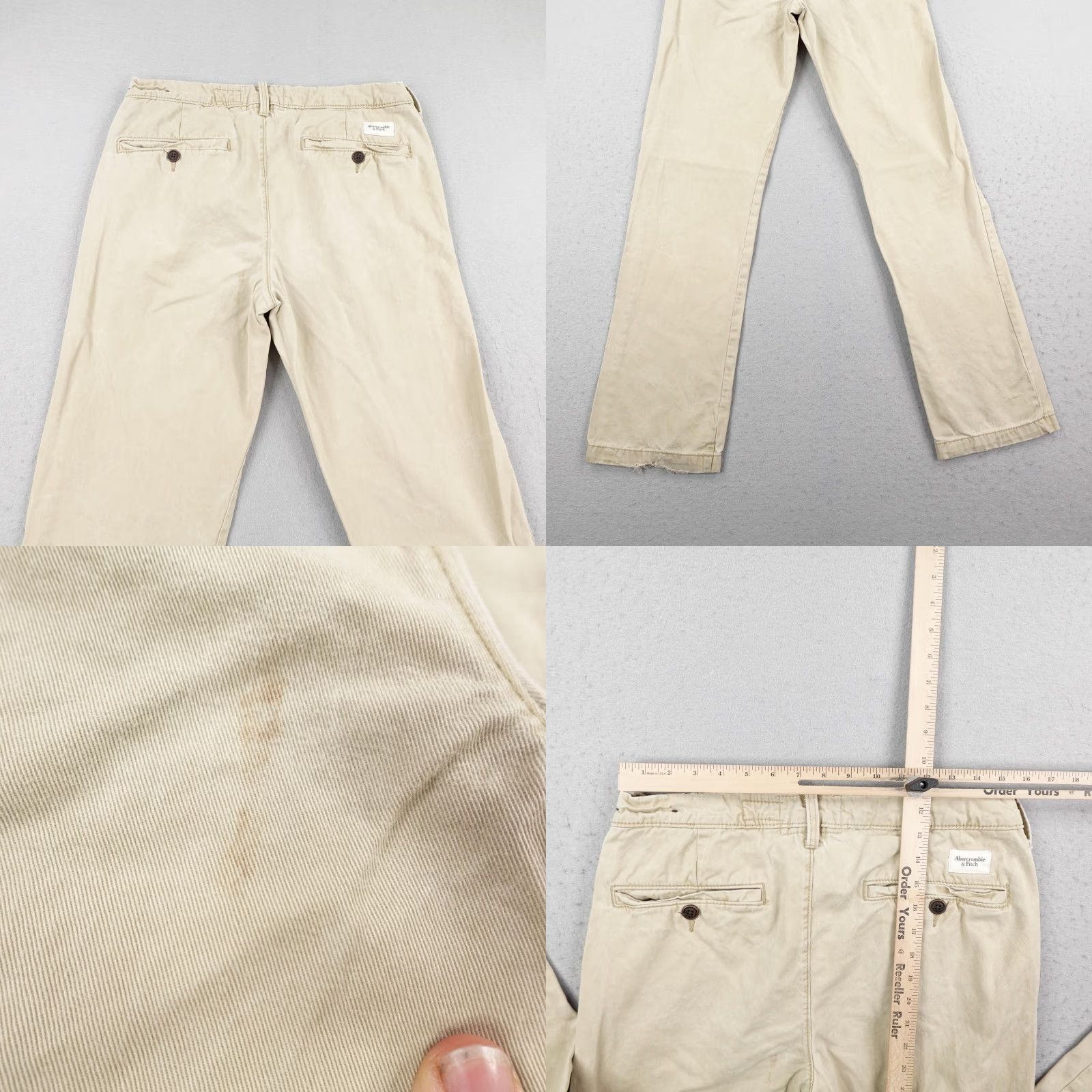 Abercrombie & Fitch Abercrombie & Fitch Pants Mens 32x34 Khaki Beige Tan Chino Button Fly Twill Casual Workwear Size US 32 / EU 48 - 8 Thumbnail