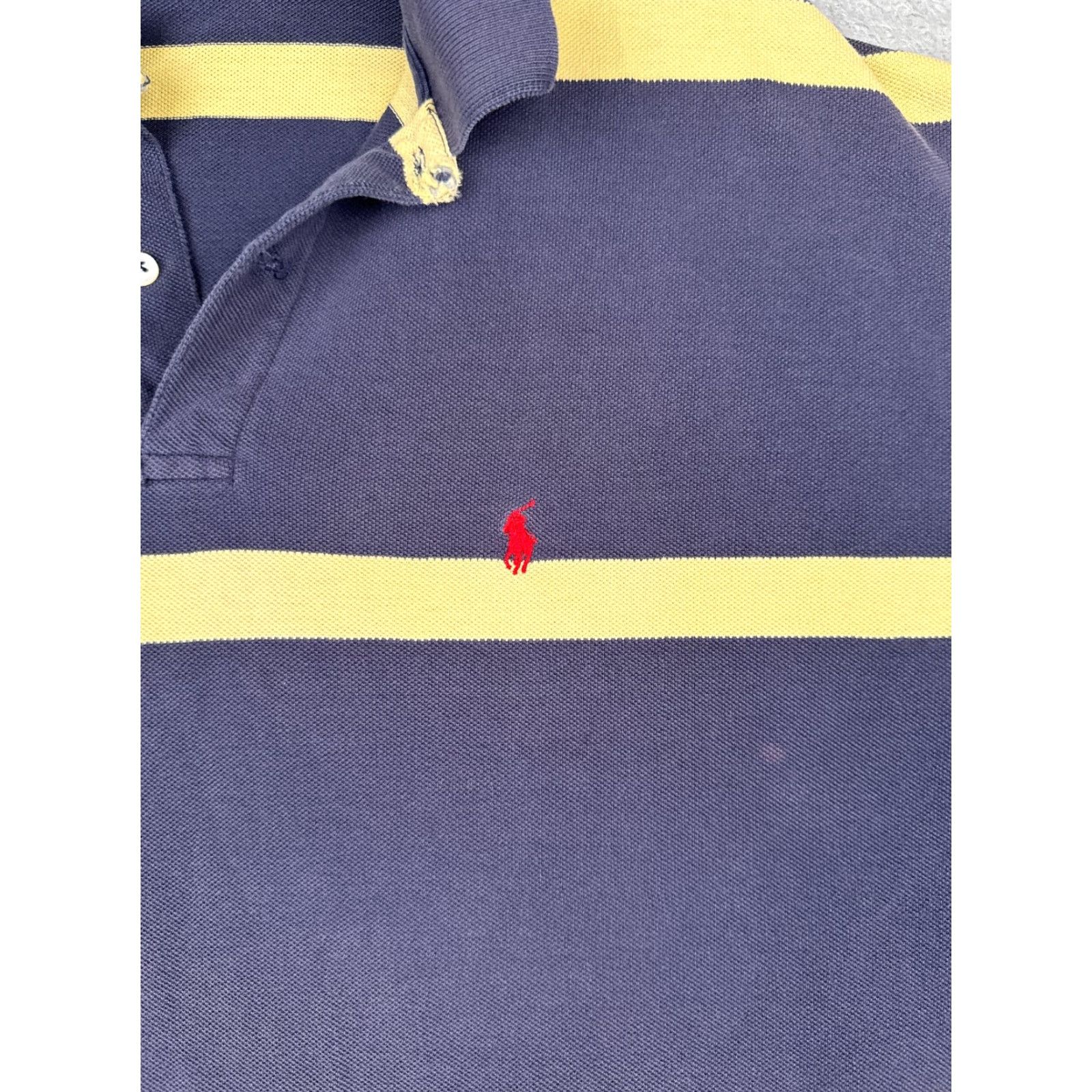 Ralph Lauren VINTAGE Polo Ralph Lauren Polo Shirt 2XL Blue Yellow Stripe Cotton Slim Fit Mens Size US XXL / EU 58 / 5 - 6 Thumbnail