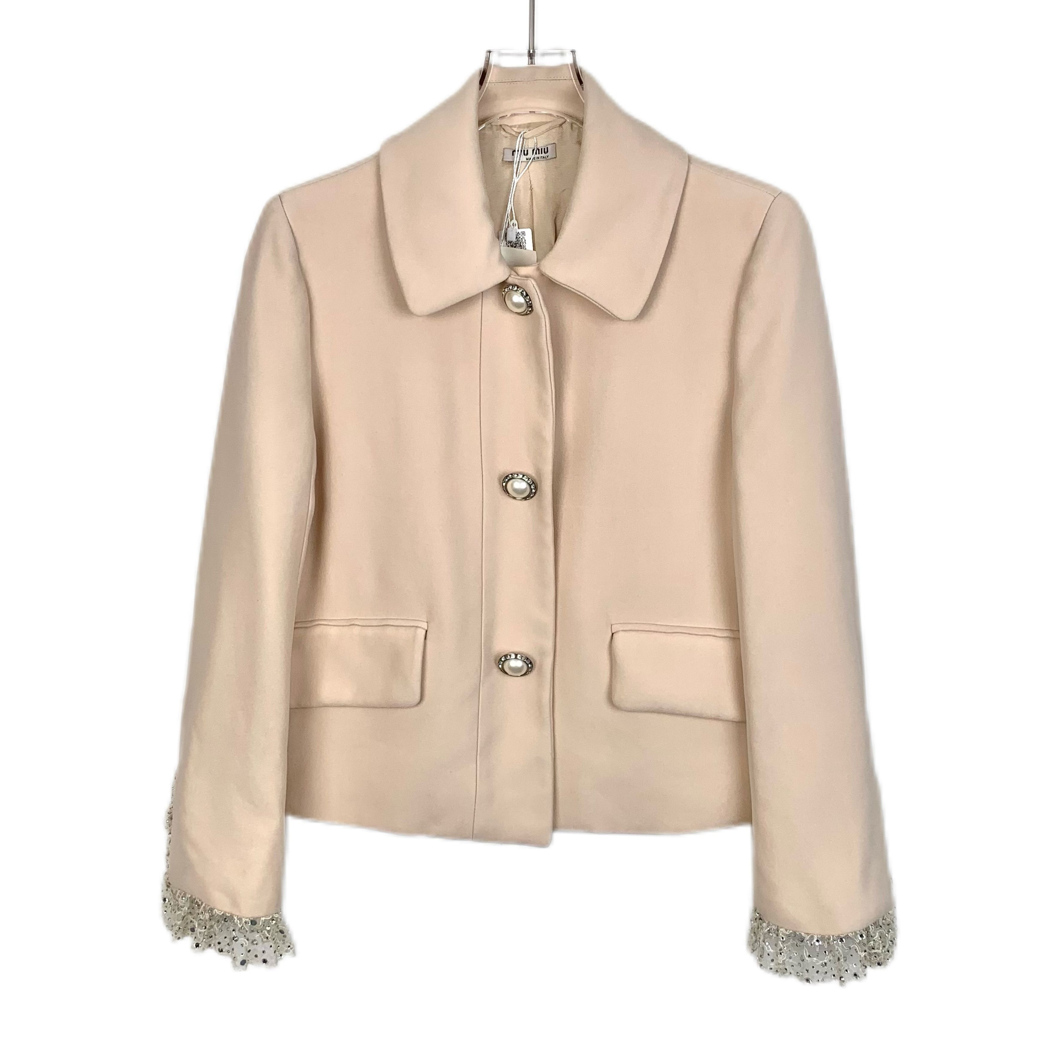Miu Miu Miu Miu Blush Pink Lace-Sleeve Jacket Size S / US 4 / IT 40 - 1 Thumbnail