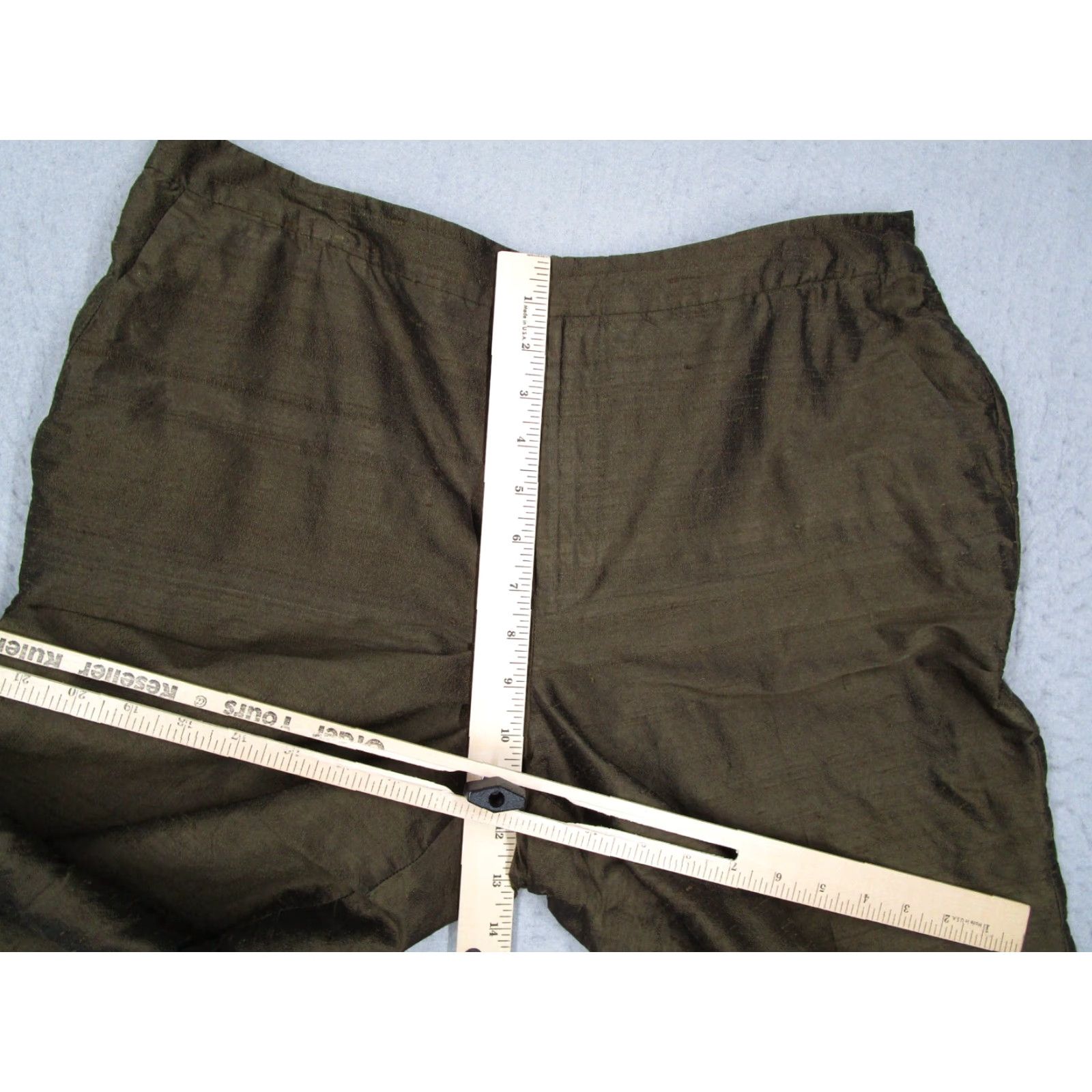 Ralph Lauren VINTAGE Ralph Lauren Women's Pants 12 Green High Rise Silk Casual Tapered City Retro Size 34" / US 12 / IT 48 - 4 Thumbnail