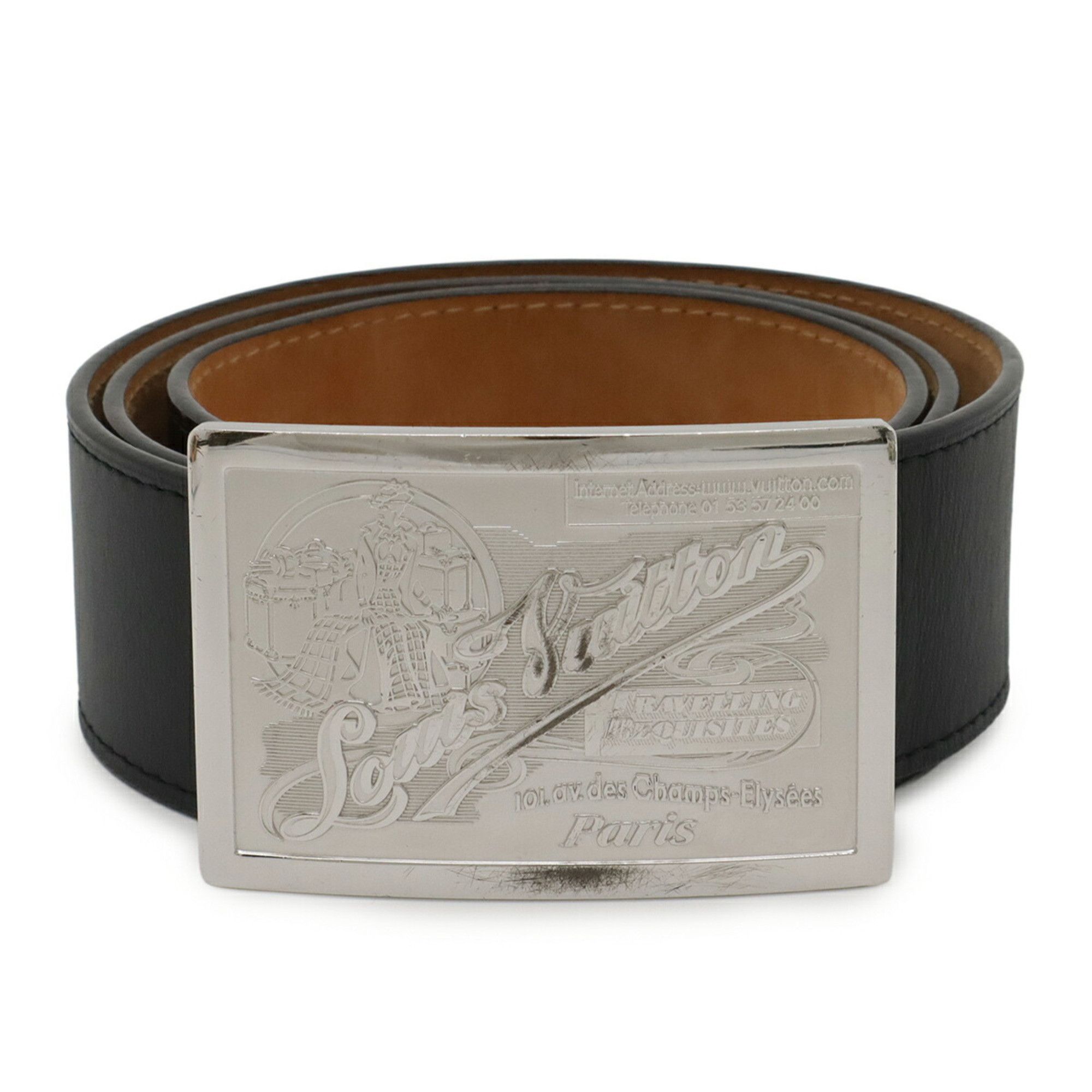 Other LOUIS VUITTON Santur Jeans Belt, Leather, Noir, Black, Men's, #90, M6812U Size ONE SIZE - 1 Thumbnail