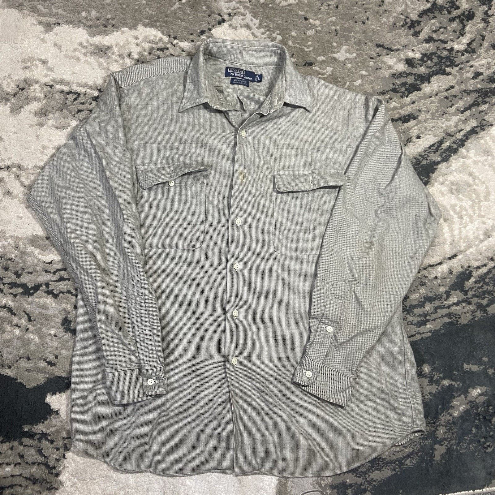 Polo Ralph Lauren Ralph Lauren Polo Benford Shirt Men L Gray/Black Houndstooth Size US L / EU 52-54 / 3 - 1 Thumbnail