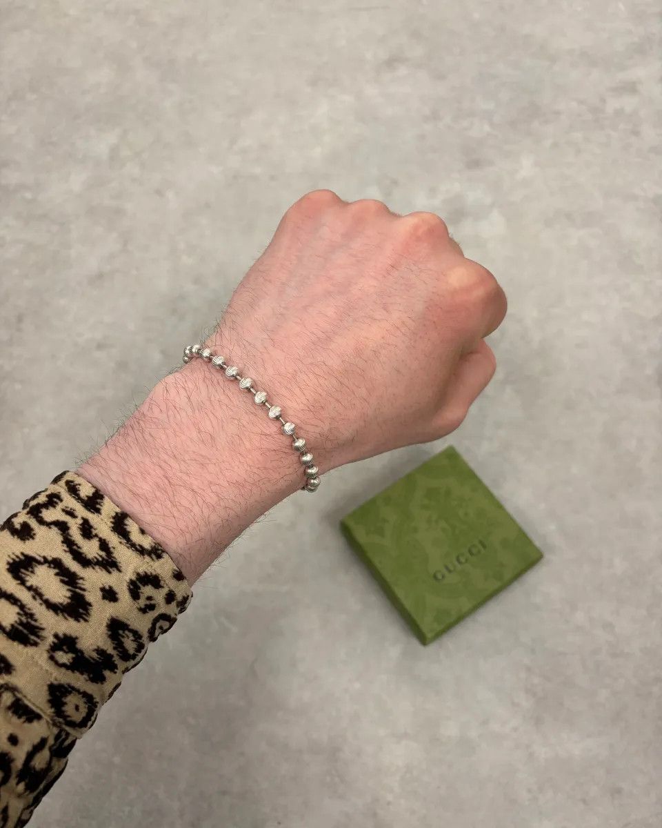 Gucci 2000s Gucci Silver Textured Beaded Bracelet Size ONE SIZE - 2 Thumbnail