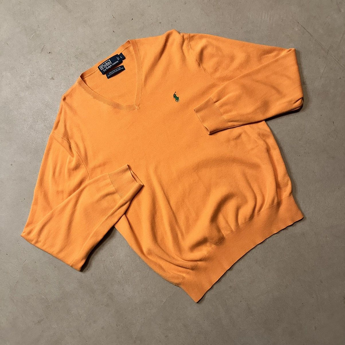 Polo Ralph Lauren Light Orange Polo Ralph Lauren Pima Cotton V-Neck Sweater Size US L / EU 52-54 / 3 - 1 Thumbnail