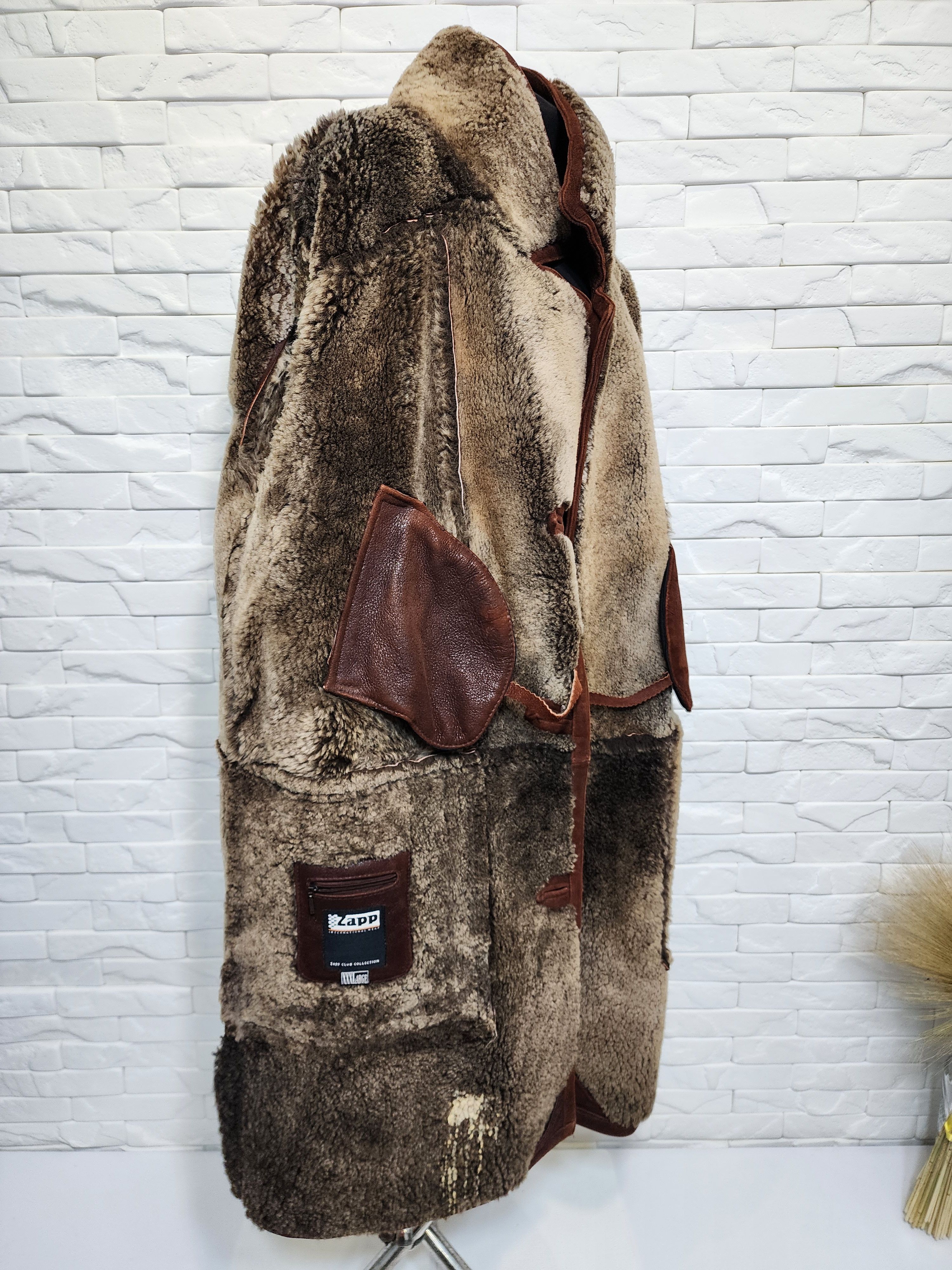 Genuine Leather Men's Brown Sheepskin Coat: Genuine Fur, Button Closure Size US XXL / EU 58 / 5 - 8 Thumbnail
