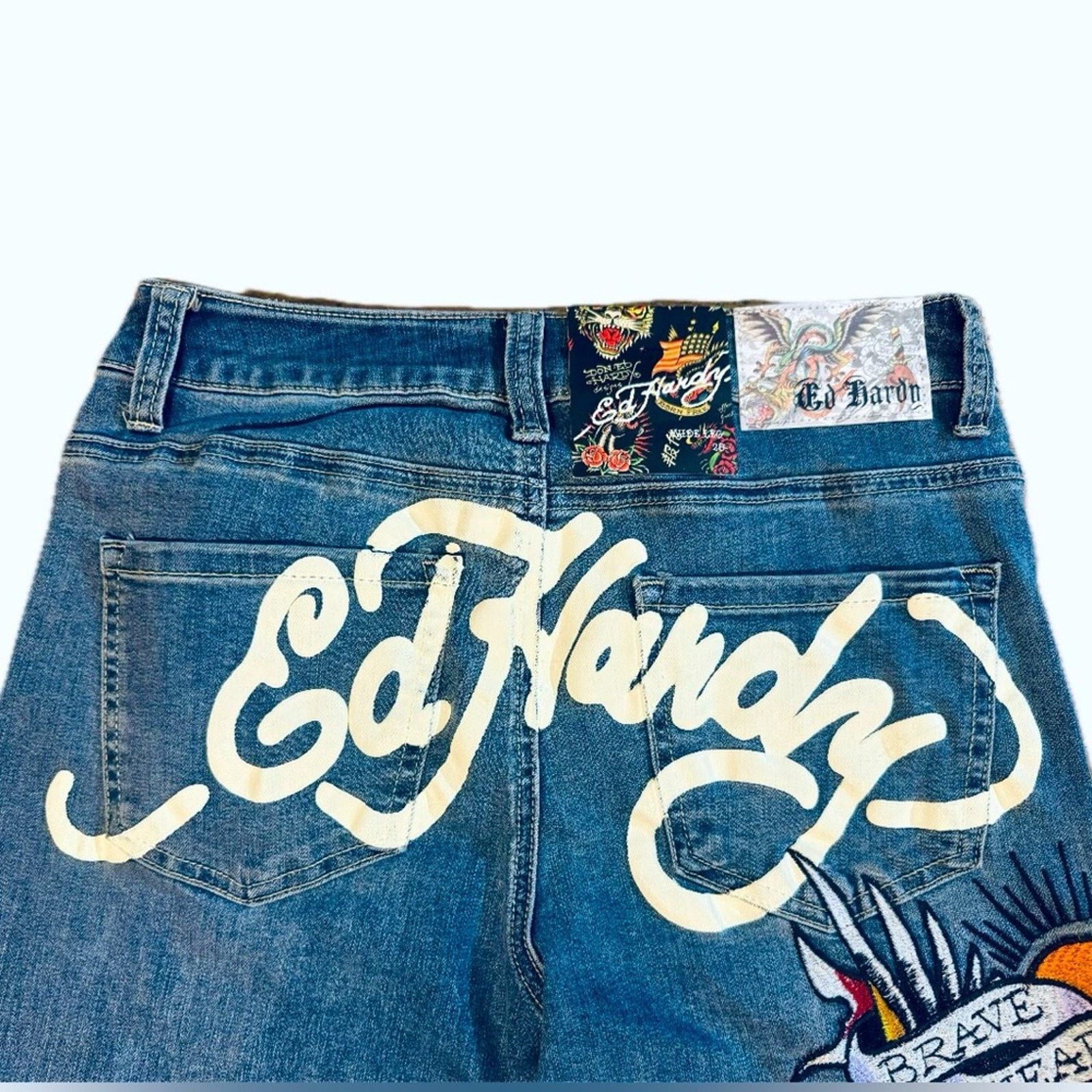 Ed Hardy ED HARDY BRAVE EAGLE WIDE LEG JEANS Size 32" / US 10 / IT 46 - 3 Thumbnail