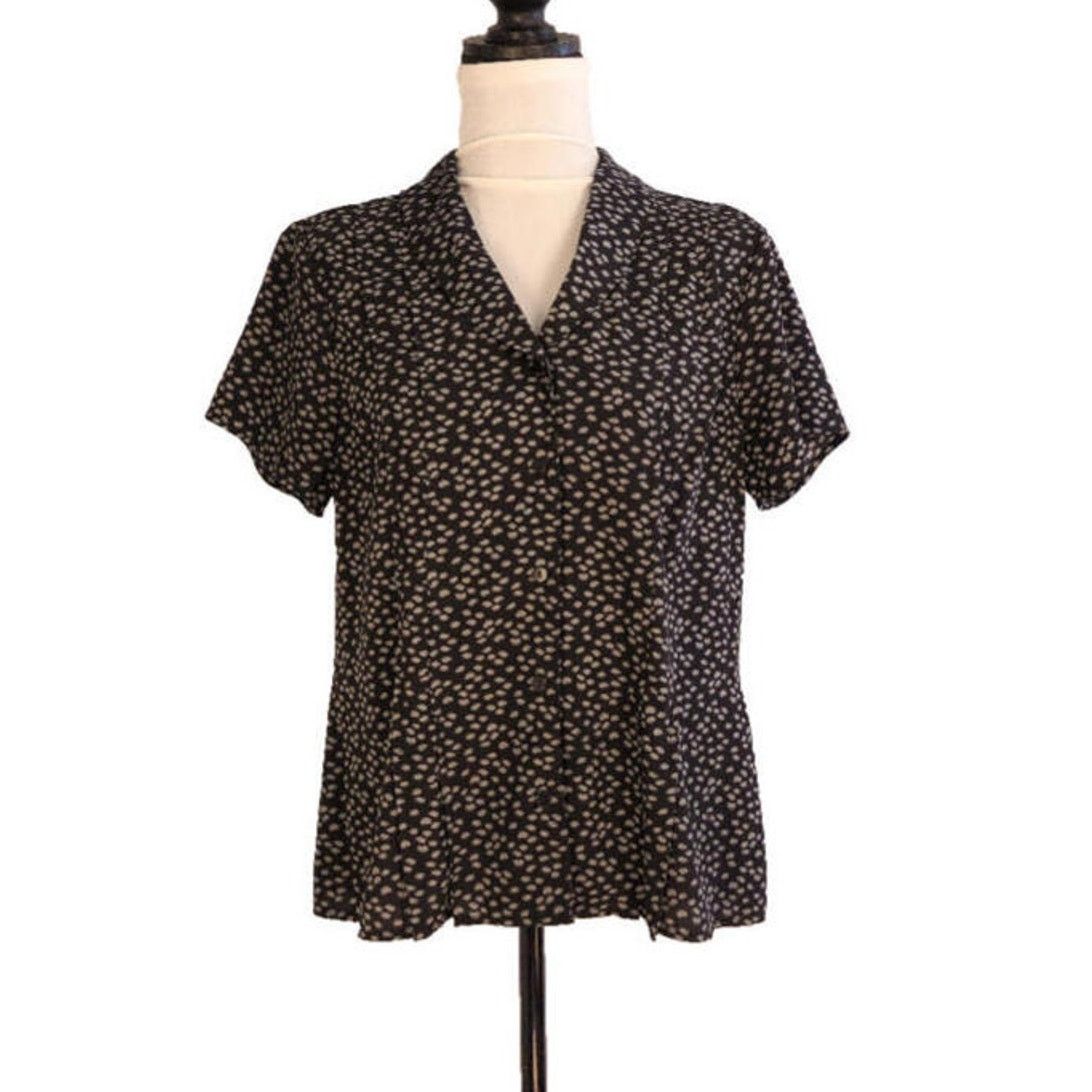 Croft & Barrow Croft & Barrow Size Medium Short Sleeve Blouse Black Top Size M / US 6-8 / IT 42-44 - 3 Thumbnail