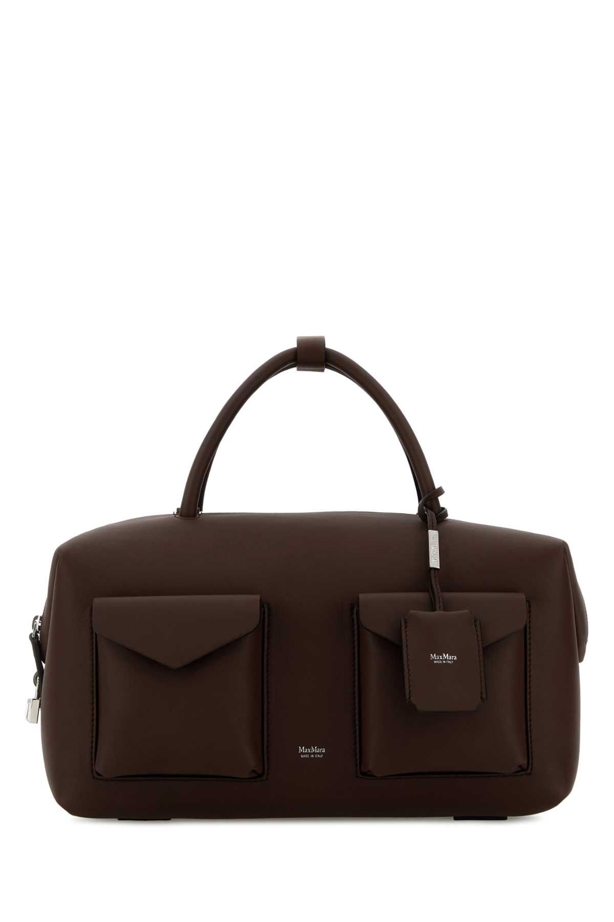Max Mara Chocolate Leather Holdall Cargo Handbag Size ONE SIZE - 1 Thumbnail