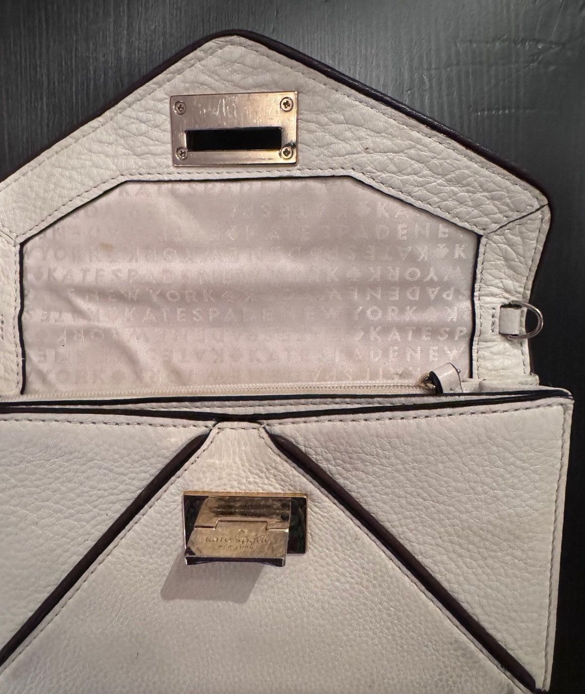 Kate Spade Kate Spade Beige and Brown Envelope Clutch Purse Size ONE SIZE - 7 Thumbnail