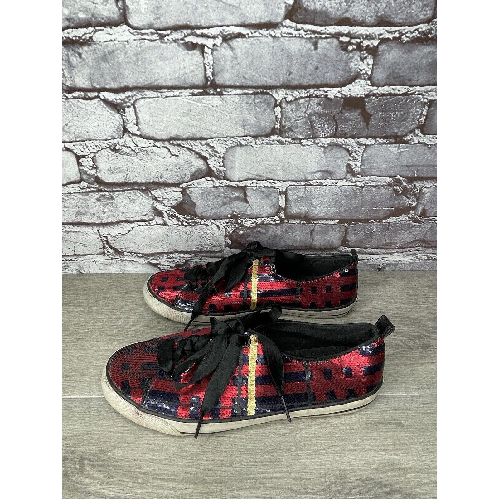 Coach Coach Willa Sequin Black Red Plaid Casual Ribbon Lace Sneake Size US 7.5 / IT 37.5 - 14 Thumbnail
