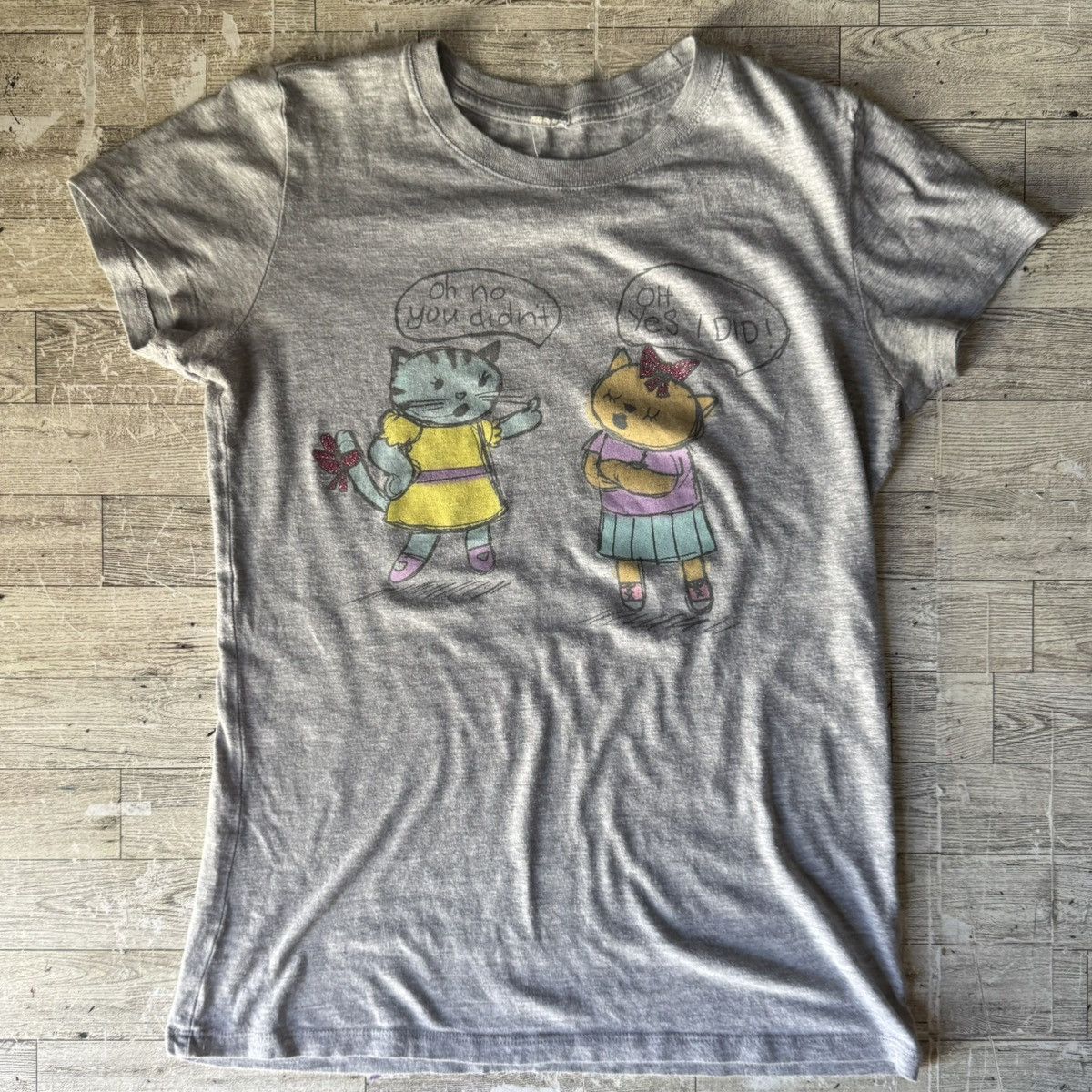 Vintage Retro, Y2K, Sassy Kitty Cat, Fitted Tee Size M / US 6-8 / IT 42-44 - 2 Thumbnail