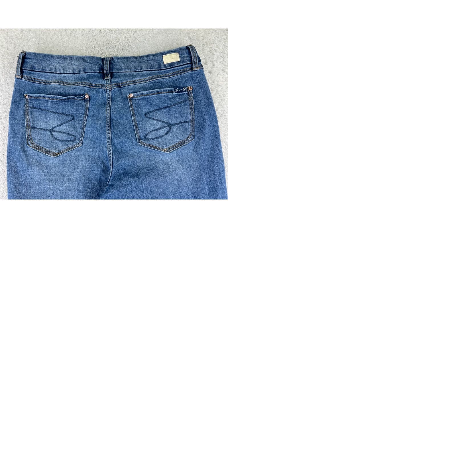 Vintage Seven7 Jeans Women 16 Blue Denim Distressed Tummyless High Rise Skinny Size 38" / US 16 / IT 52 - 10 Thumbnail