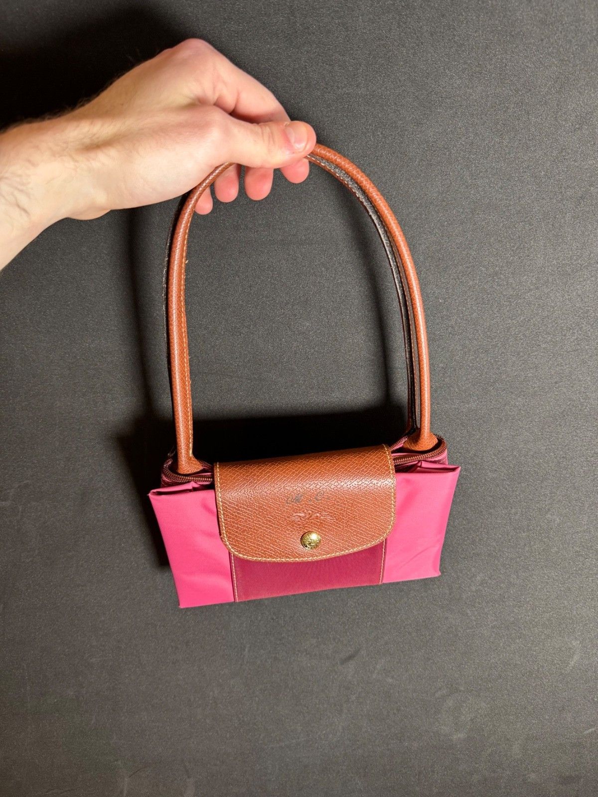 Longchamp NWOT Longchamp Le Pliage Pink Small Canvas Nylon Leather Size ONE SIZE - 9 Thumbnail