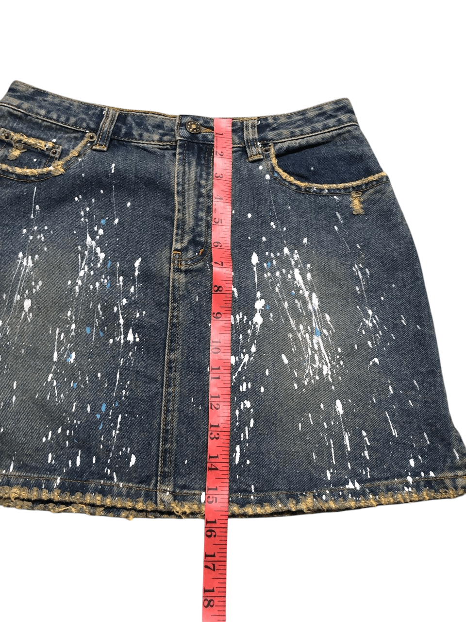 If Six Was Nine Japanese MouthValley Painters Denim Skirt Distressed Design Size 30" / US 8 / IT 44 - 14 Thumbnail