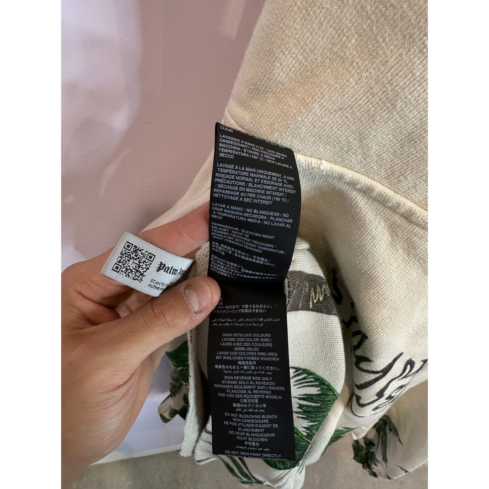 Palm Angels Palm Angels Palm Tree Distressed Hoodie Cream Used Small Size US S / EU 44-46 / 1 - 7 Thumbnail