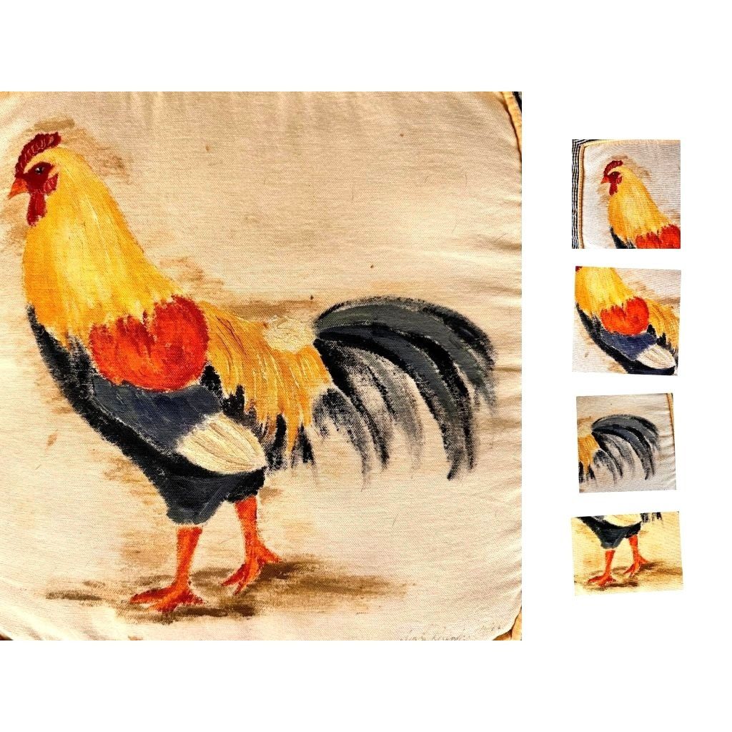 Handmade × Vintage Angela Resendiz Rooster Throw Pillow Hand Painted Vintage Fa Size ONE SIZE - 2 Thumbnail