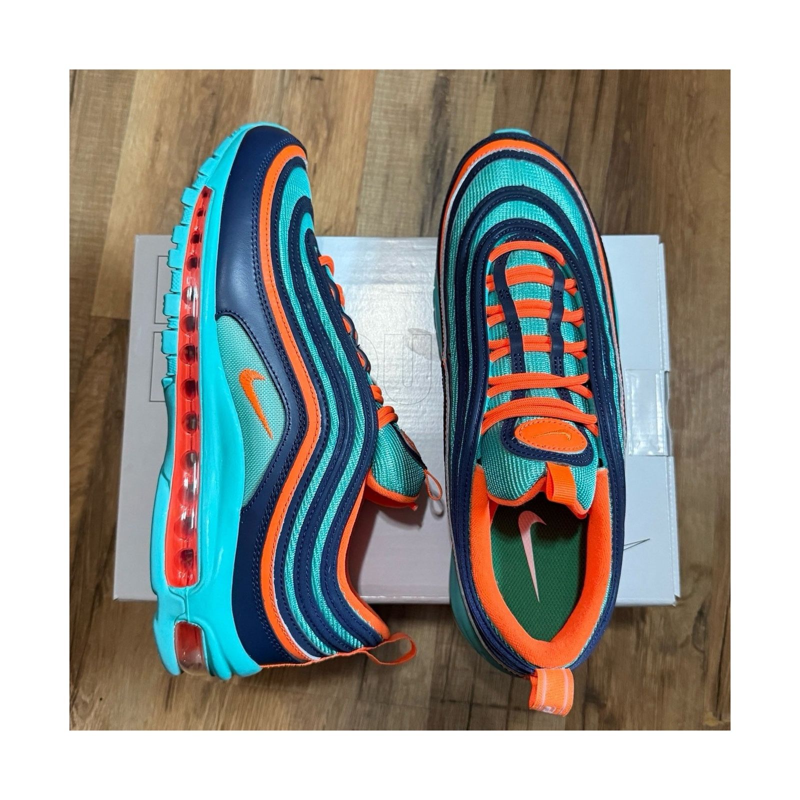 Nike Nike ID Air Max 97 By You Aqua Blue Orange Size US 11 / EU 44 - 1 Thumbnail