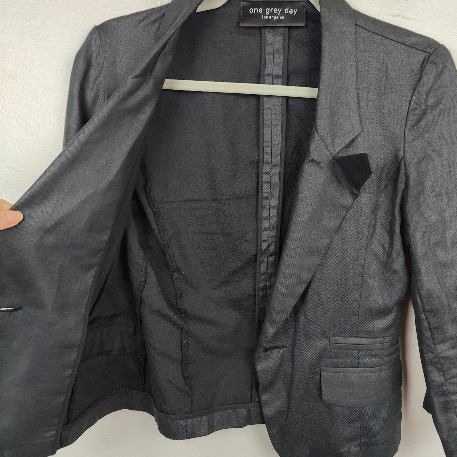 Other One Grey Day Open Fit Blazer Womens Medium Black Cotton Size M / US 6-8 / IT 42-44 - 7 Thumbnail