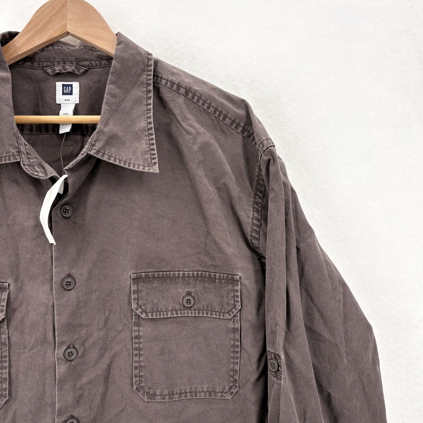 Gap Gap Utility Shirt Mens 2XL Brown Long Sleeve 100% Cotton Button Front Casual NWT Size US XXL / EU 58 / 5 - 2 Thumbnail