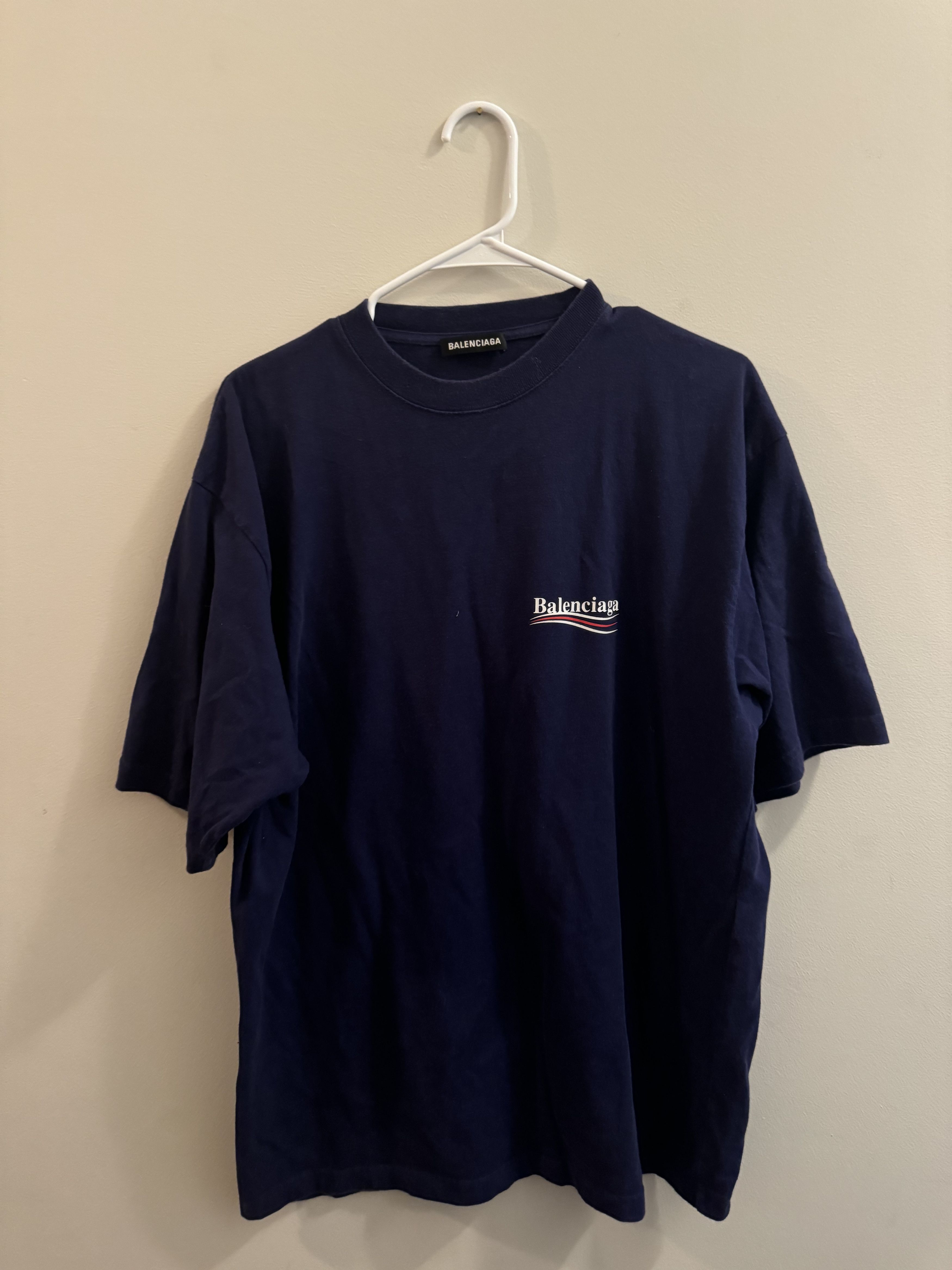 Balenciaga Logo Blue Tee Oversize Fit