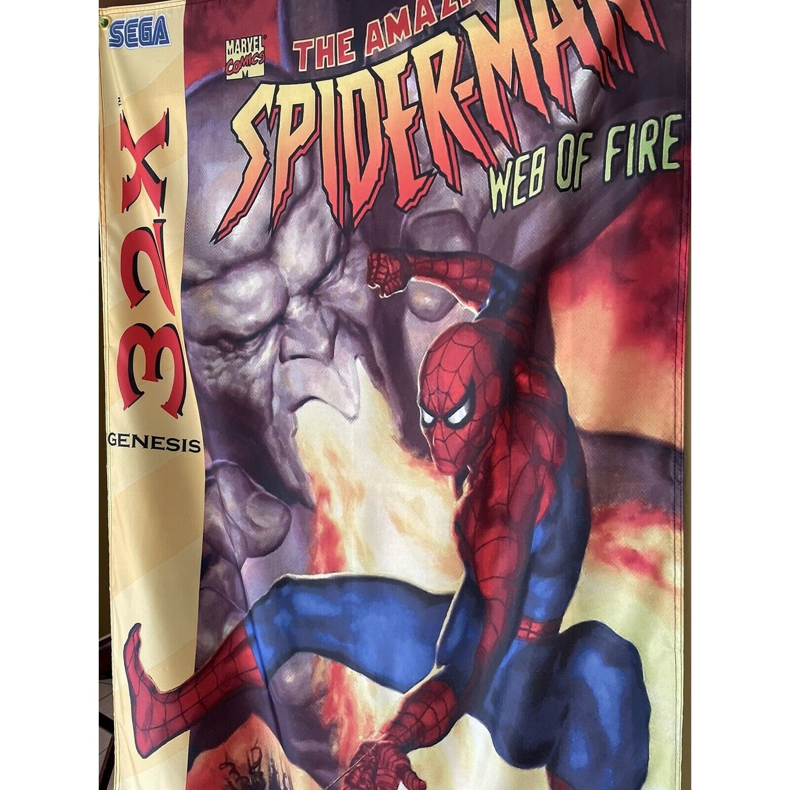 Other Amazing Spider-Man: Web of Fire 5ft Flag Sega Genesis 32X Size ONE SIZE - 2 Thumbnail