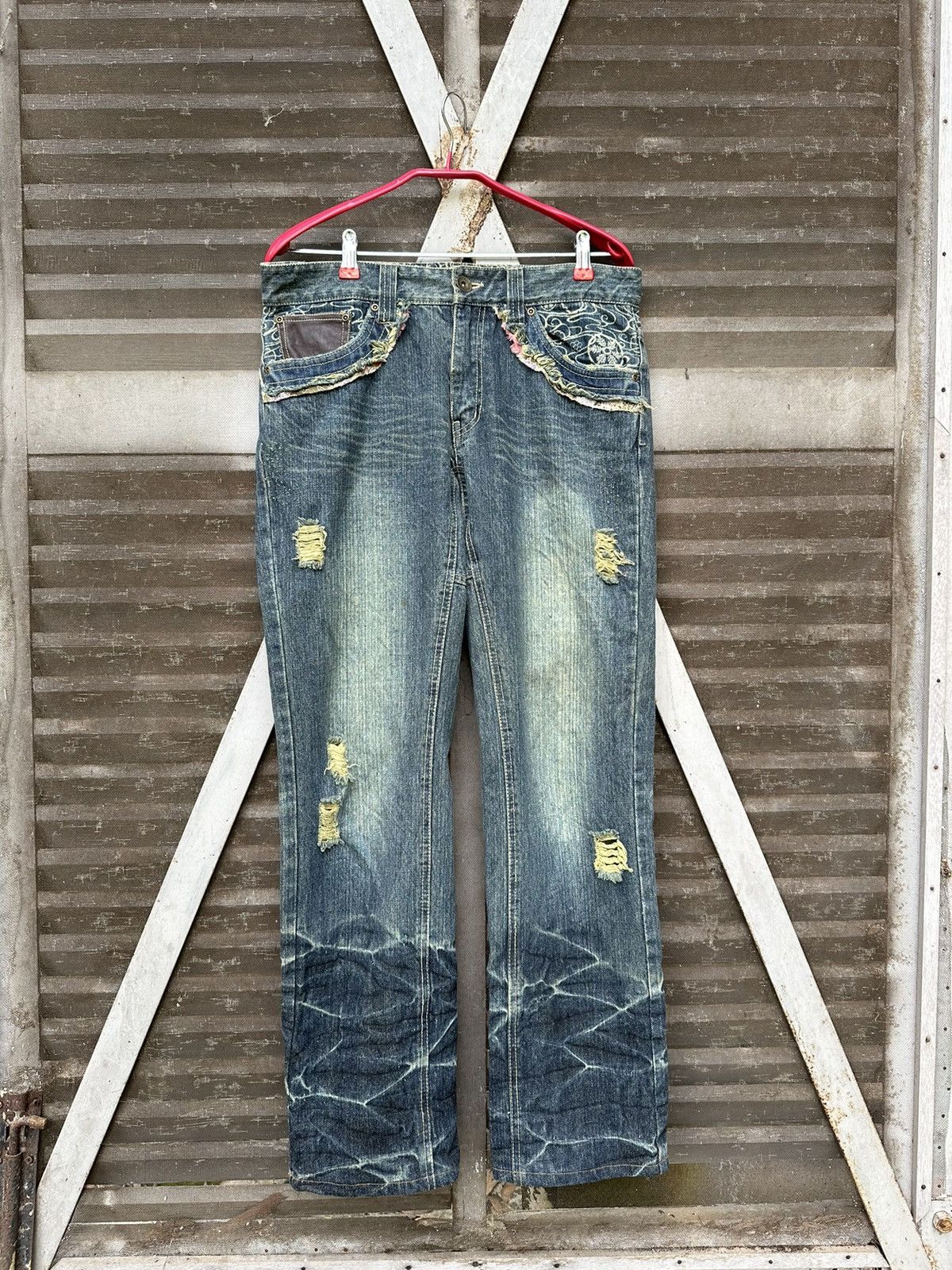 Vintage 👹Vintage GUMU Japan Floral Design Denim Size US 31 - 3 Thumbnail