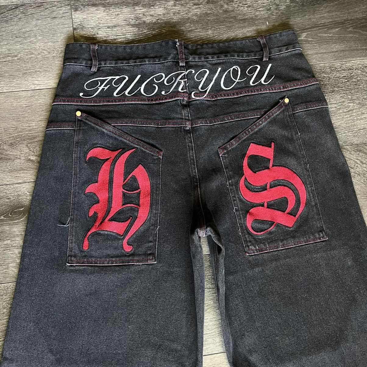 Haunted Starbucks Haunted Starbucks Fuck You Baggy Denim Jeans Red Size Medium Size US 34 / EU 50 - 3 Thumbnail