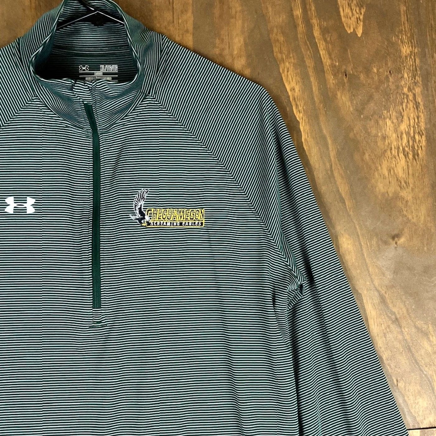 Under Armour Under Armour Mens Shirt Green White Striped 1/4 Zip Heat Gear XL Shirt Mens Size US XL / EU 56 / 4 - 5 Thumbnail