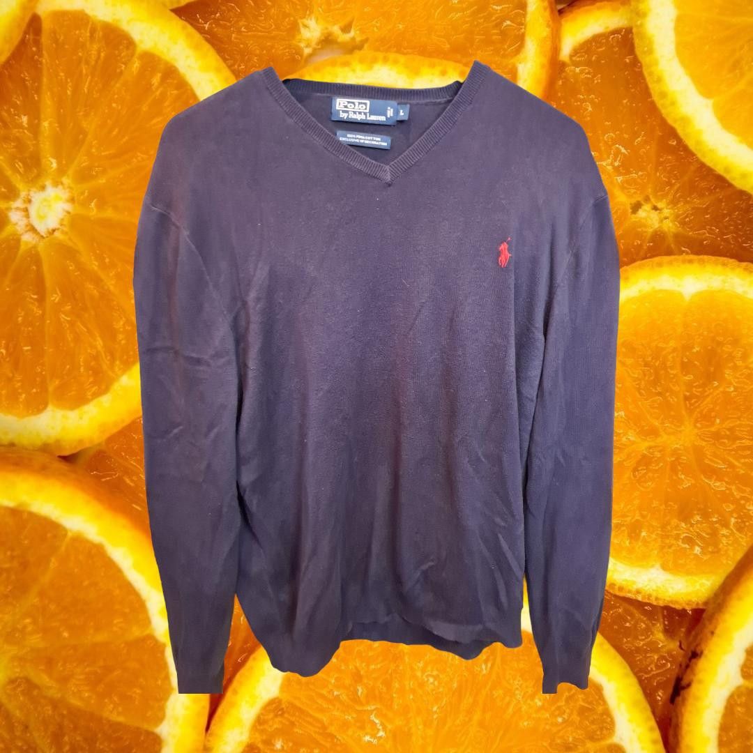 Polo Ralph Lauren Polo Ralph Lauren Blue V Neck Sweater 100% Pima Cotton Size Size US L / EU 52-54 / 3 - 1 Thumbnail