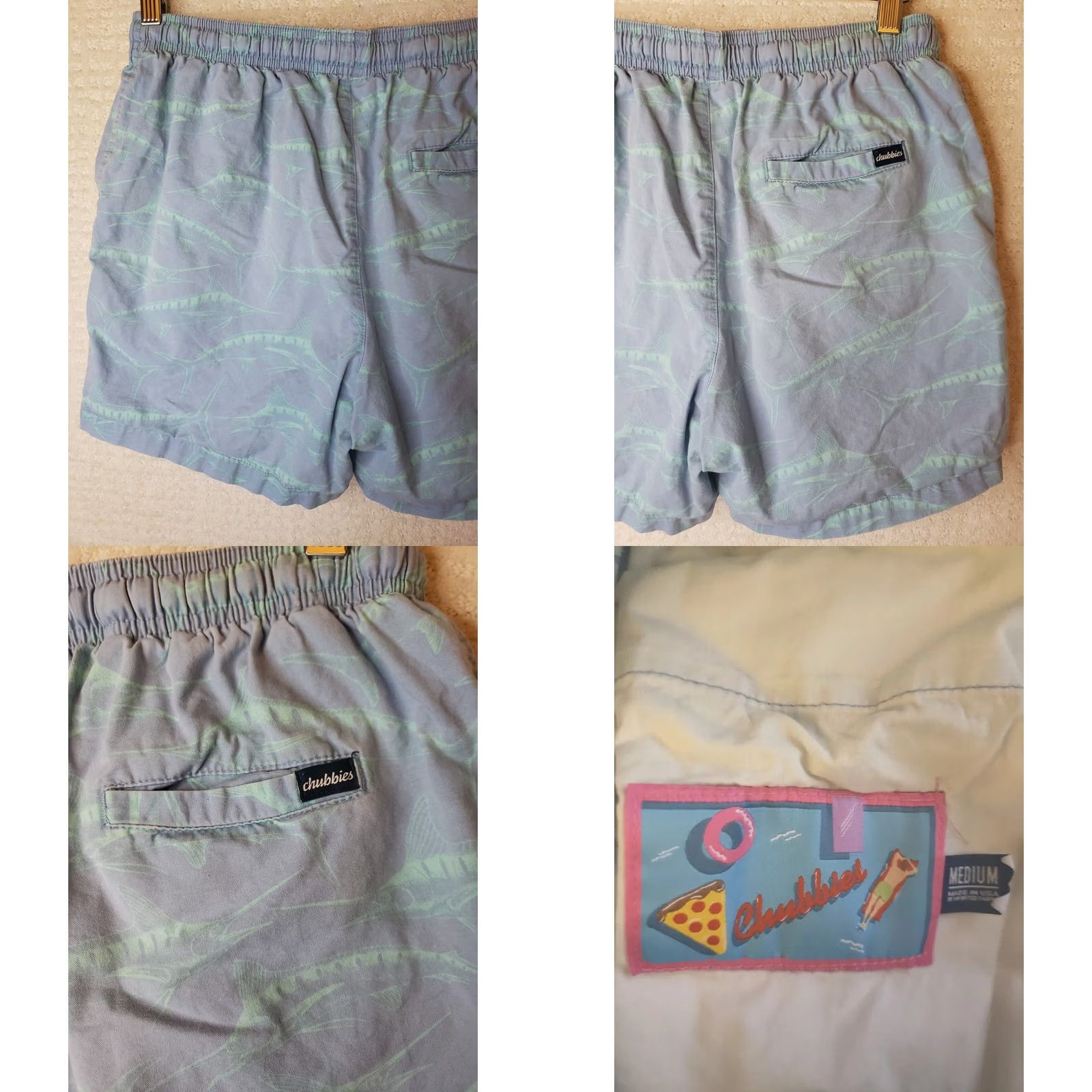 Chubbies Chubbies Shorts Mens M Blue Men Board Fish Pattern Size US 31 - 8 Thumbnail