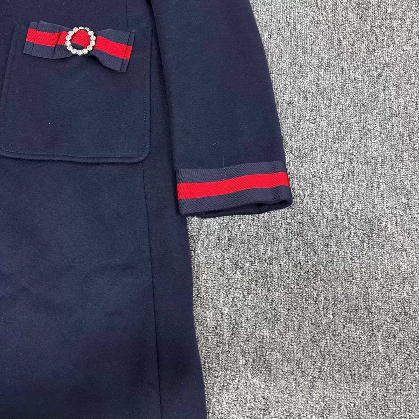 Gucci Gucci Navy Blue Bow Midi Coat 44 New with Tags Size M / US 6-8 / IT 42-44 - 3 Thumbnail