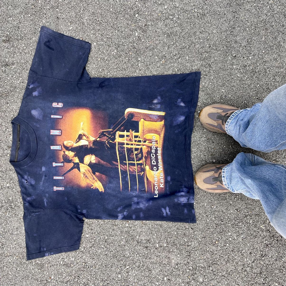 image of Vintage Titanic Movie Distress Tee in Navy Blue, Men's (Size XL)