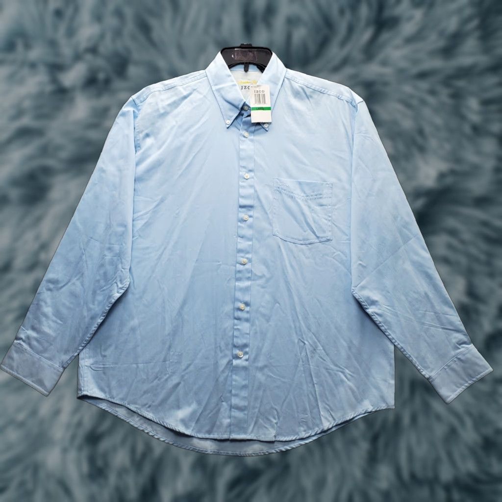 Izod IZOD Saltwater Shirt Mens Large Blue Classic Fit Easy Care Collared Button Down Size US L / EU 52-54 / 3 - 1 Thumbnail